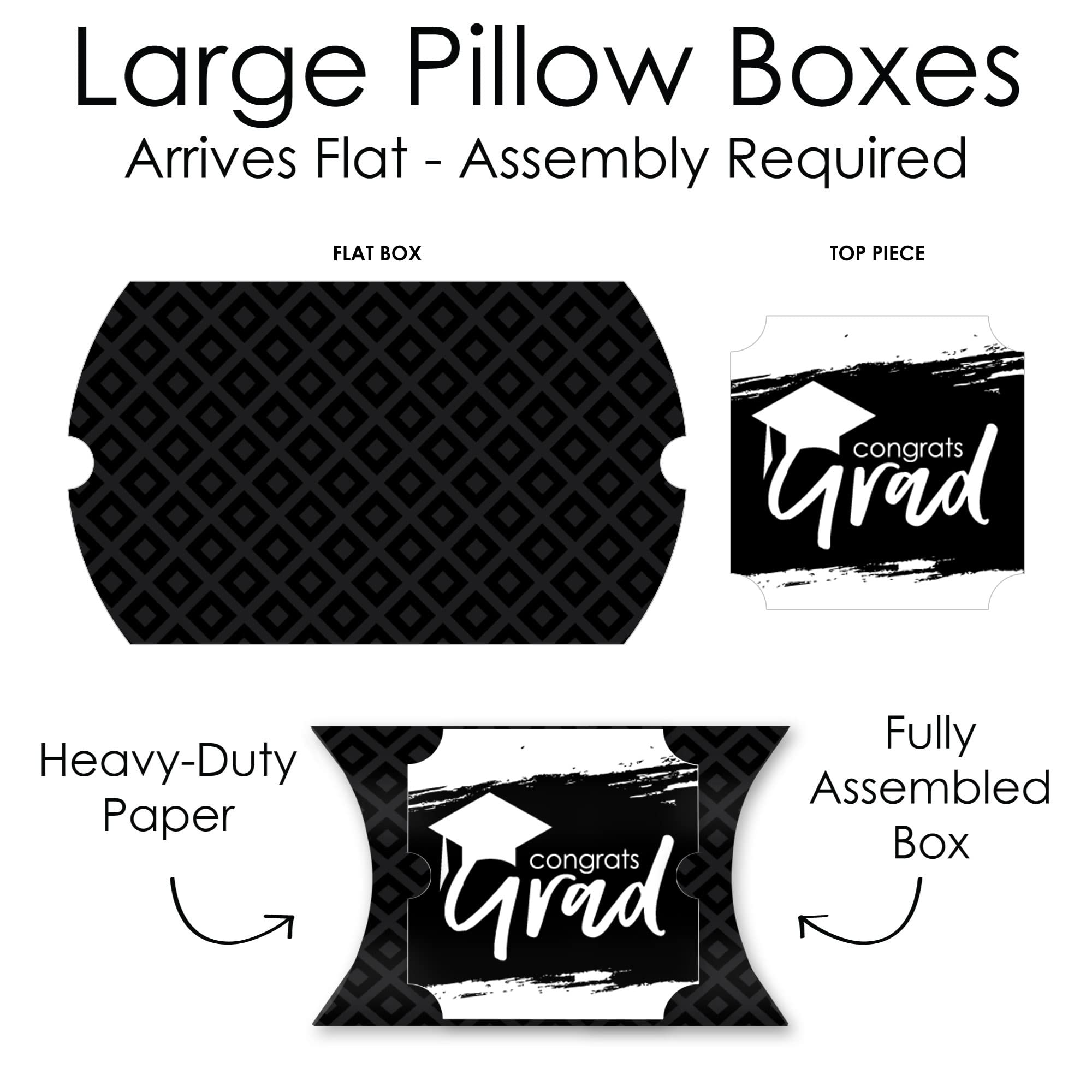 Black & White Graduation Gift Boxes - Set of 12 for Party Favors