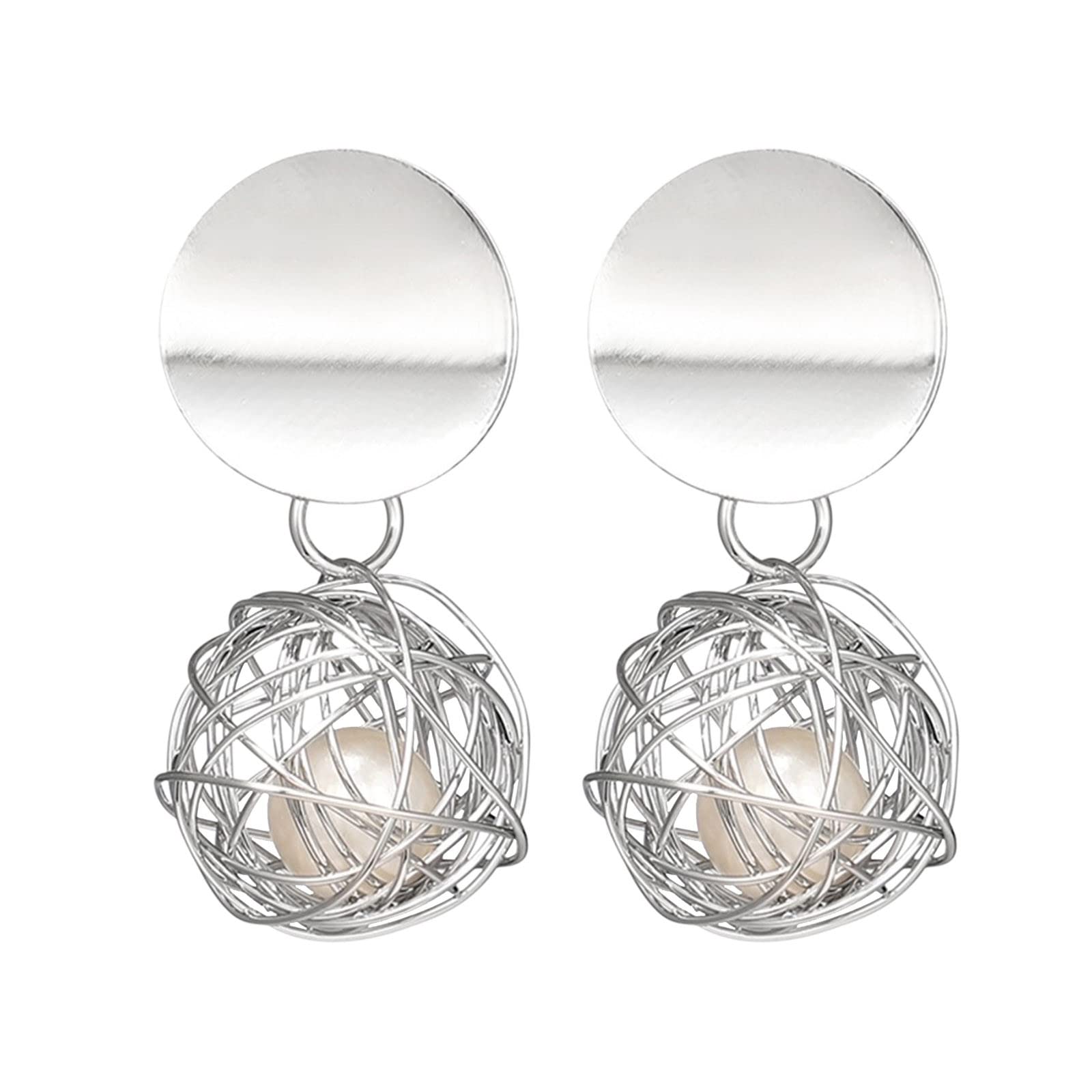Elegant Dangling Pearl Earrings for Women - Creative Stud Earrings with Metal Sequins & Tassels, Gorgeous Jewelry for Prom Party, Wedding, Date Night and Special Occasions
