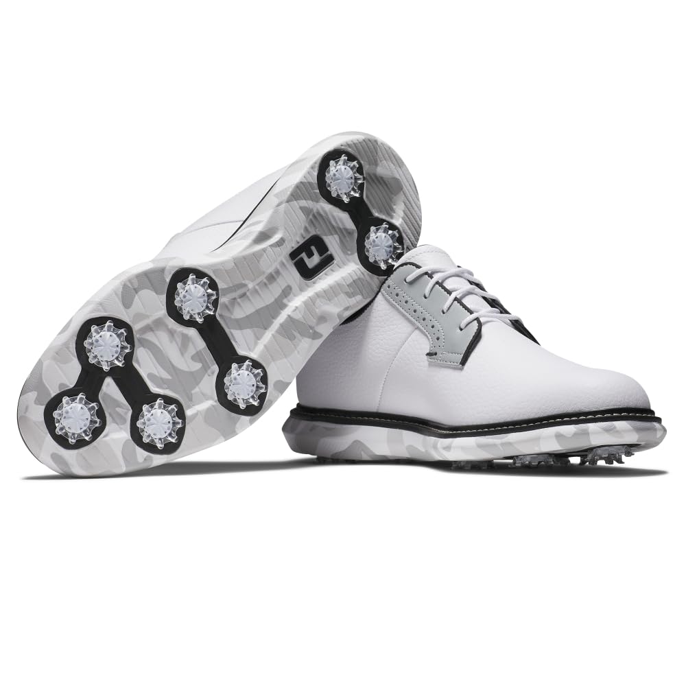 FootJoy Men's Traditions Blucher Golf Shoes - Comfortable & Waterproof Spiked Golf Footwear for Men - Perfect for Golf Courses & Outdoor Sports
