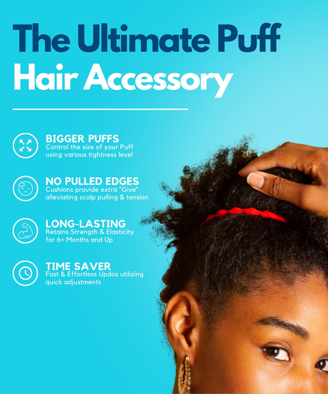 Bunzee Bands - Adjustable Hair Ties for Thick & Curly Hair - Perfect for Ponytails, Buns, Puffs & Updos - 2 Pack Brown - Ideal for Workouts, Yoga & Everyday Styling