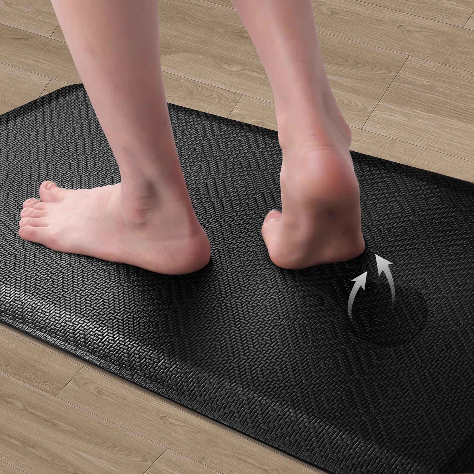 Mattitude Anti-Fatigue Kitchen Mat - Cushioned Non-Slip Waterproof Floor Rug for Standing Comfort - Perfect for Sink, Office, Laundry & Home Use (Black, 17.3x28 Inches)