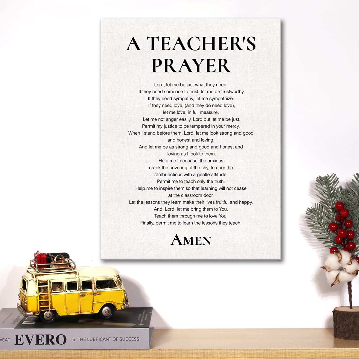 Teacher Canvas Wall Art - Motivational Classroom Decor & Christian Gift for Teachers