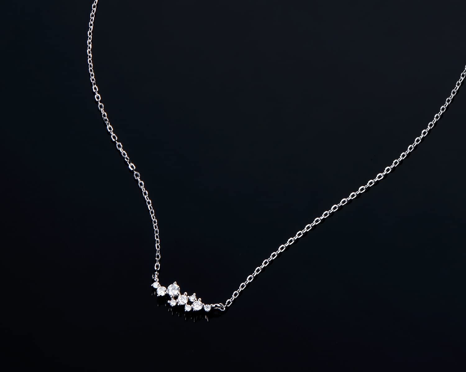 Moissanite Necklace for Women - Sterling Silver Cluster D Color VVS1 Round Cut Pendant, Dainty Layering Choker Jewelry (16-18 Inch) | 925 Silver 18K White Gold Plated | Perfect Birthday & Christmas Gifts for Her | Ideal for Weddings, Anniversaries & Everyday Elegance