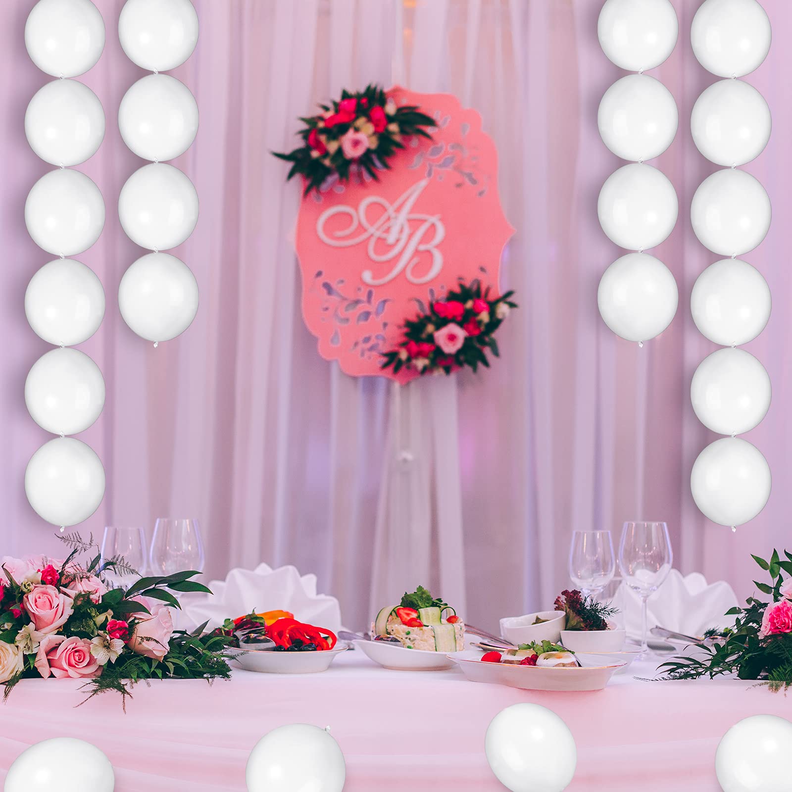 80-Piece White 12-Inch Needle Tail Latex Link Balloons for Birthday, Wedding, Anniversary, Graduation, Party Arch Decorations – Perfect for Indoor & Outdoor Celebrations