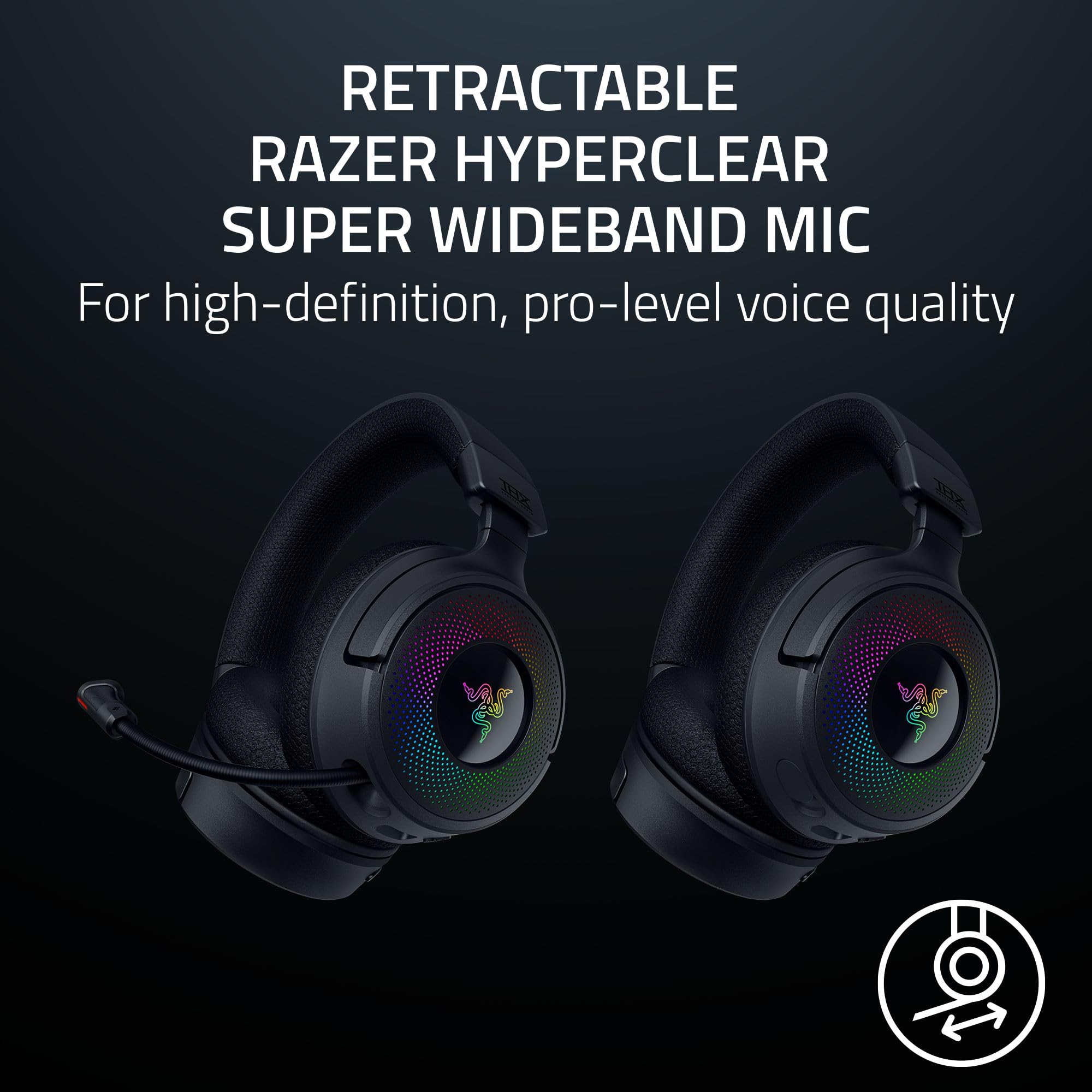 Razer Kraken V4 Wireless Gaming Headset with 2.4GHz & Bluetooth - 40mm Drivers, Super Wideband Mic, 9-Zone RGB Lighting - Compatible with PC, Mac, PS5, Switch, Steam Deck, Smartphones - Black (Renewed) - Perfect for Competitive Gaming & Streaming