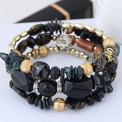 Boho Agate Beads Charm Bracelet for Women - Multilayer Irregular Vintage Jade Stone & Turquoise Ethnic Jewelry - Perfect for Yoga, Meditation, Boho Fashion & Festival Accessories