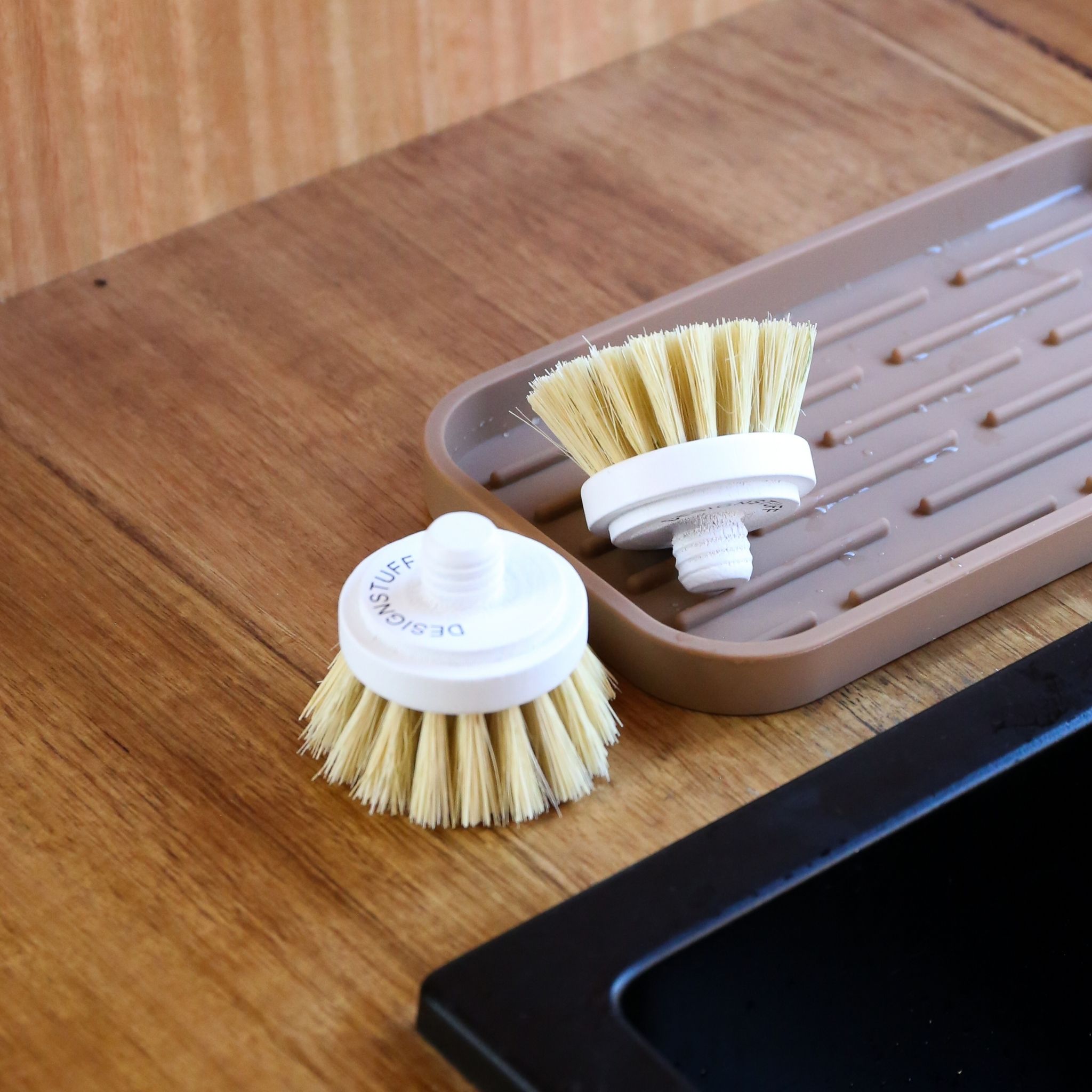 Eco-Friendly Dish Brush Replacement Heads - Set of 2, White | Sustainable Kitchen Cleaning Brush Heads for Dishwashing & Household Cleaning
