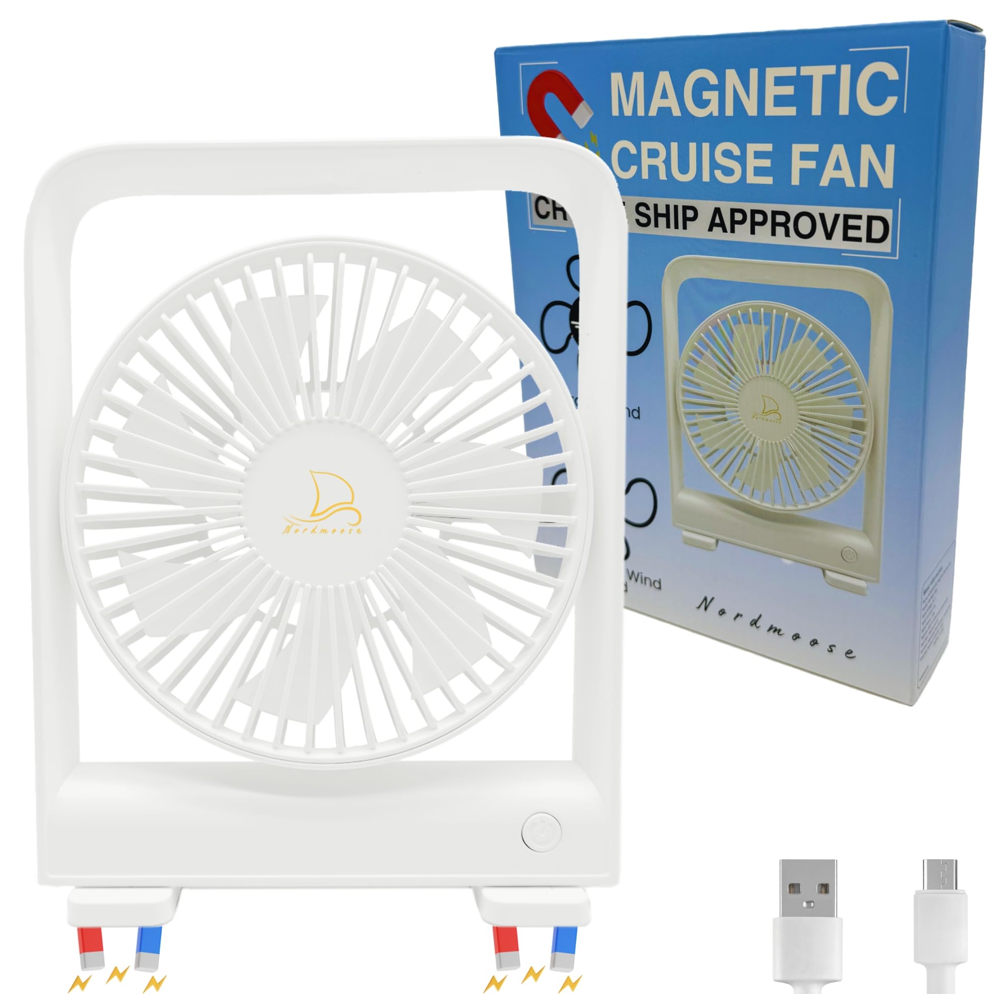 Original Portable Cruise Fan 2025 - Powerful 3-Speed Magnetic Fan for Cruise Ship Cabins, Sticks to Ceilings & Walls - Perfect for Travel, Small Spaces & Hot Weather