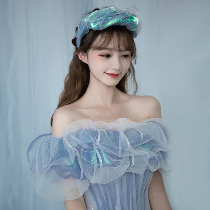 Off Shoulder A-Line Tulle Prom Dress Baby Blue Evening Formal Gown 582 - Perfect for Homecoming, Prom, Quinceañera & Special Occasions
