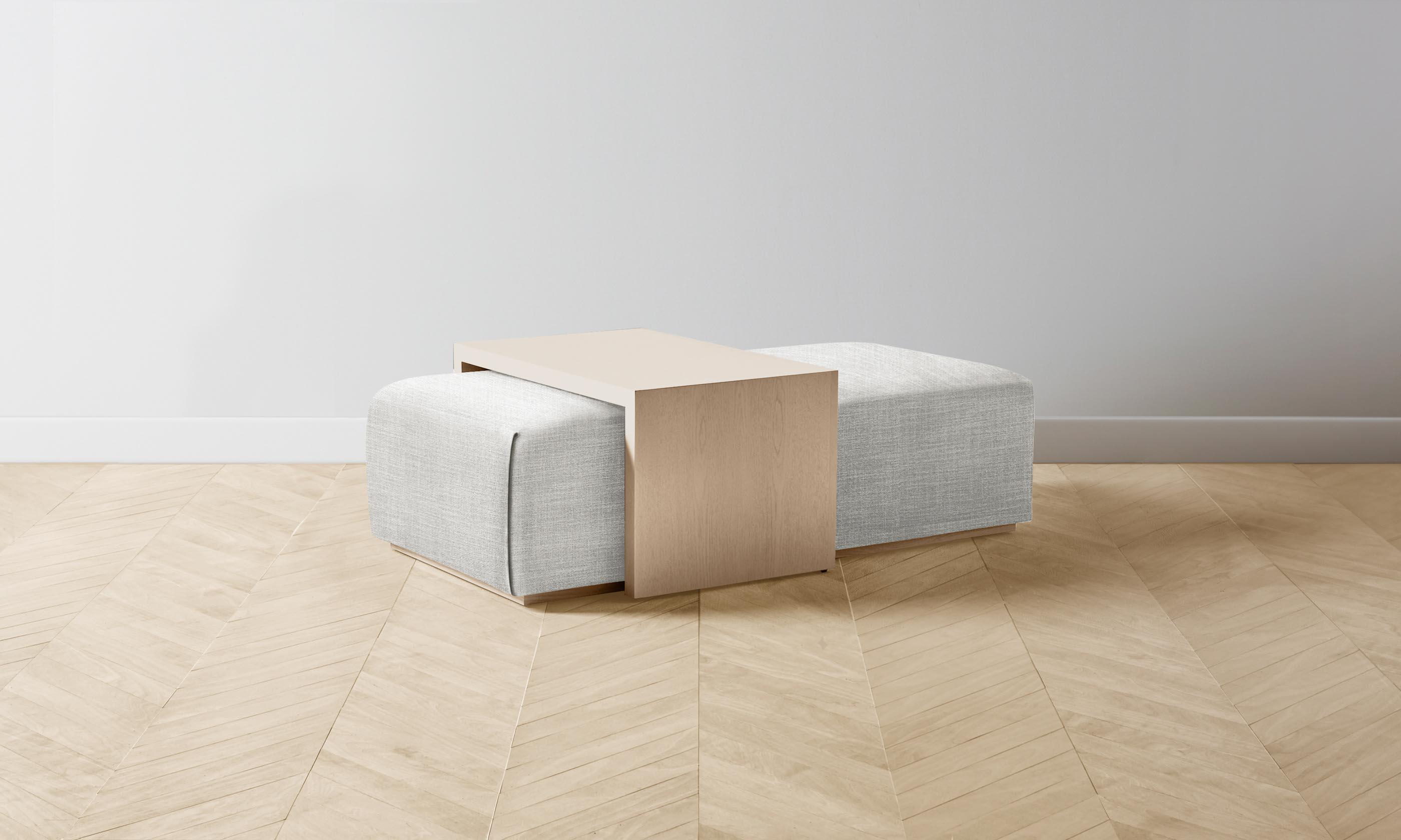The Bowery Ottoman - Performance Textured Tweed Dove Upholstered Storage Bench | Modern Living Room, Bedroom & Entryway Furniture for Small Spaces