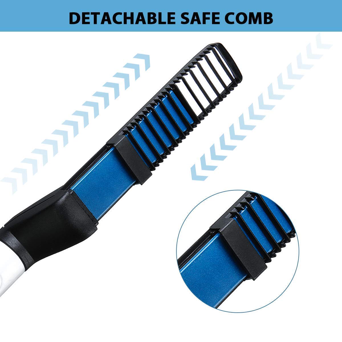 SKYUNION Professional Men's Electric Beard Straightener & Hair Styler - 3-in-1 Massage Comb for Curly Hair Straightening, Styling & Grooming (Black) | Perfect for Home Use, Travel & Salon-Quality Beard Care