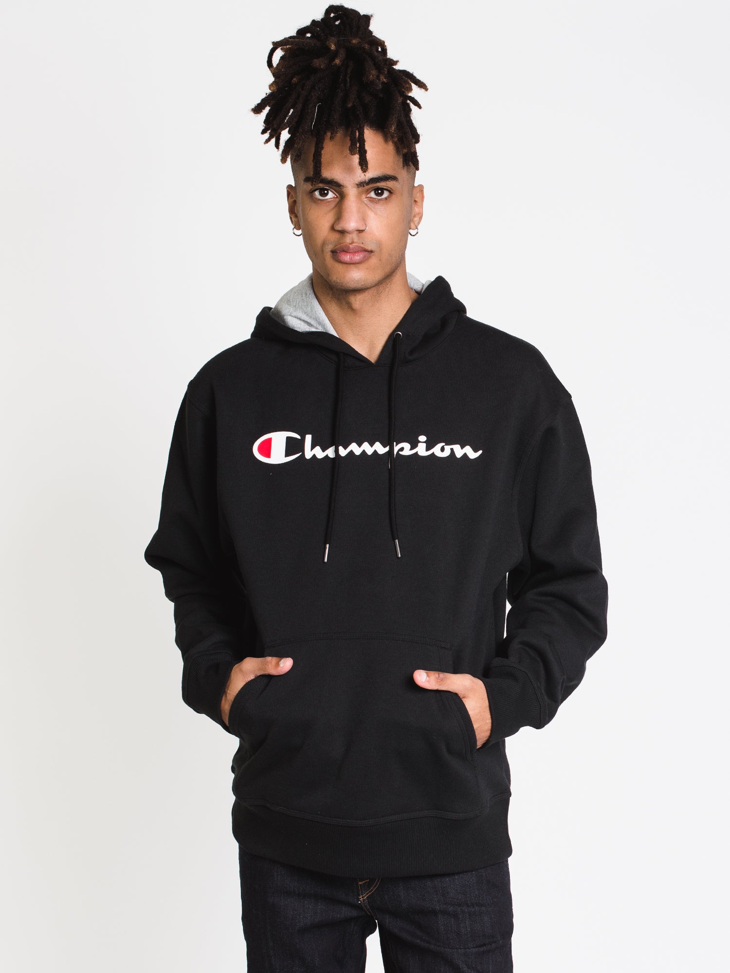 Champion Powerblend Graphic Pullover Script Hoodie - Men's & Women's Casual Sweatshirt for Gym, Streetwear & Everyday Comfort - Clearance Sale