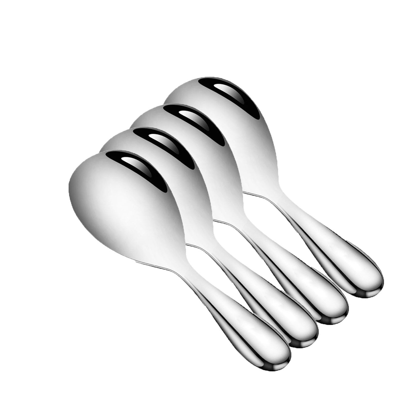 Premium Stainless Steel Non-Stick Rice Spoon Set - 4pcs Durable Rice Cooker Paddle & Serving Utensil for Korean Dishes, Perfect for Rice, Soup & Stir Fry - Ideal for Home Kitchen & Restaurant Use (Model CX-47)
