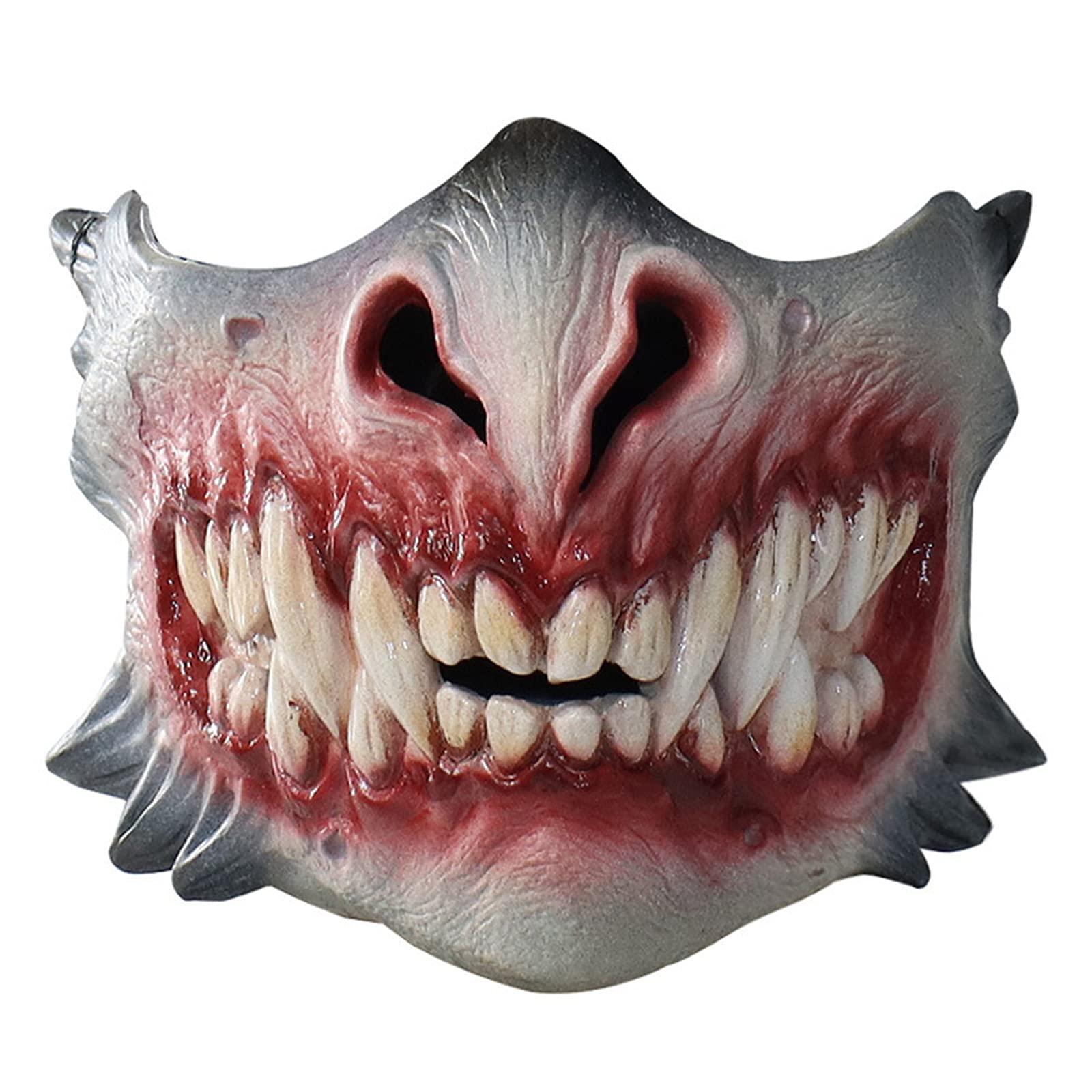 Scary Latex Tooth Mask with Evil Fangs - Creepy Half Face Halloween Cosplay Costume Accessory for Horror Parties & Themed Events