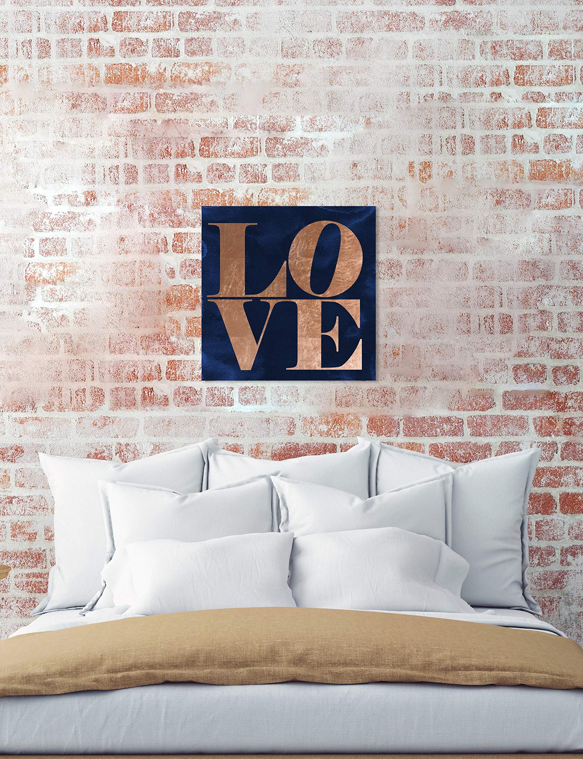 Oliver Gal Artist Co. 'Solid Gold Copper' Typography Wall Art Canvas Print - 30x30 Inches, Blue Home Decor for Living Room, Bedroom & Office
