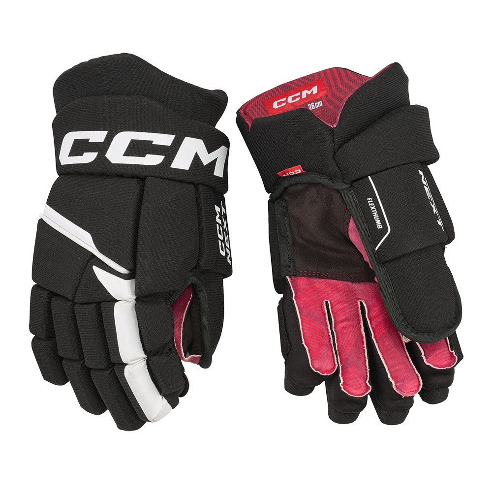 CCM Next Junior Ice Hockey Gloves - Youth Protective Hockey Gloves for Boys & Girls - Perfect for Ice Skating, Hockey Practice & Games