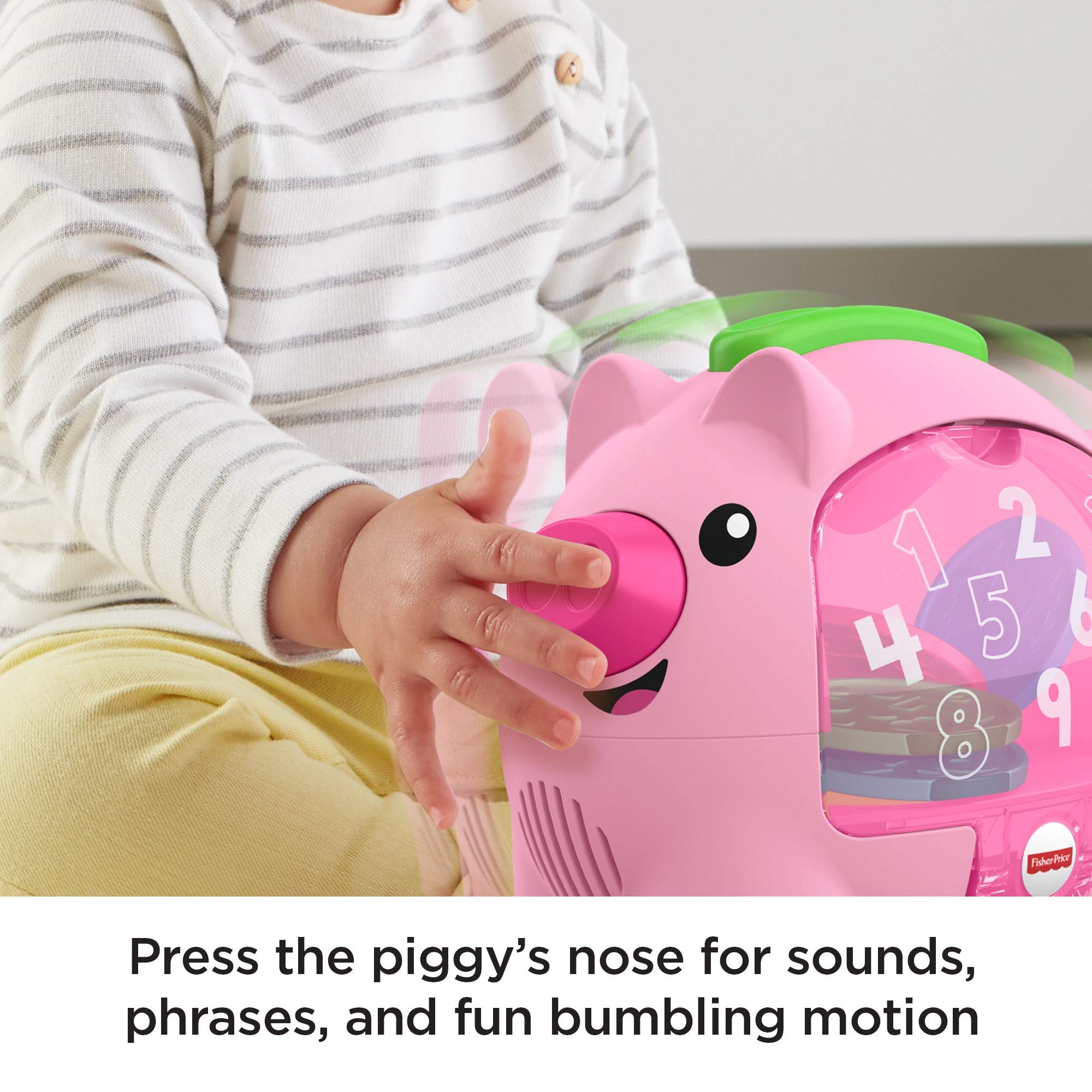 Fisher-Price Laugh & Learn Count & Rumble Piggy Bank - Interactive Musical Toy with Songs & Motion for Babies & Toddlers 6+ Months - Fun Early Learning & Money Saving Activity for Infants
