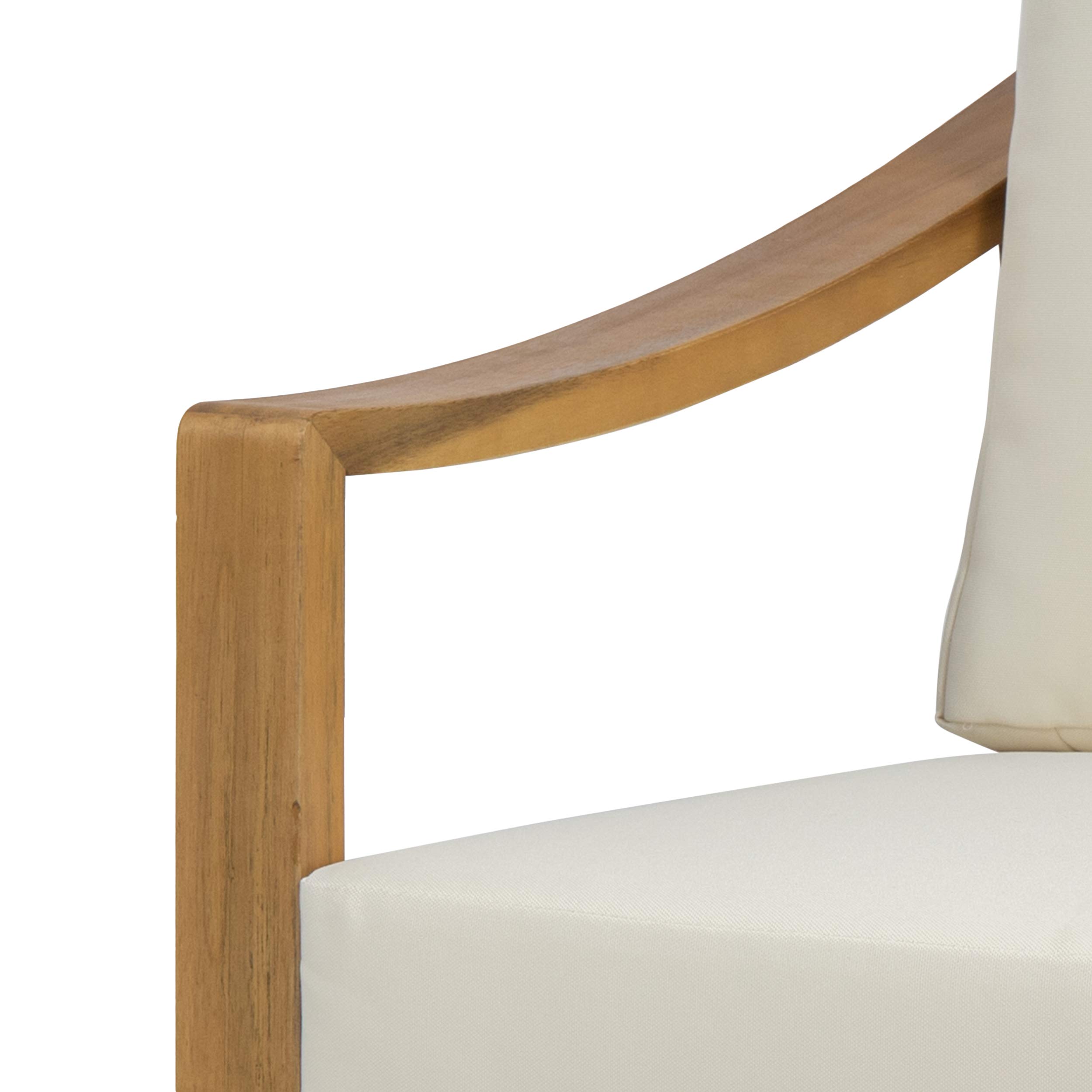 Christopher Knight Home Adolph Outdoor Acacia Wood Club Chairs with Water Resistant Cushions - Teak & Beige Patio Furniture for Garden, Poolside, and Backyard Relaxation