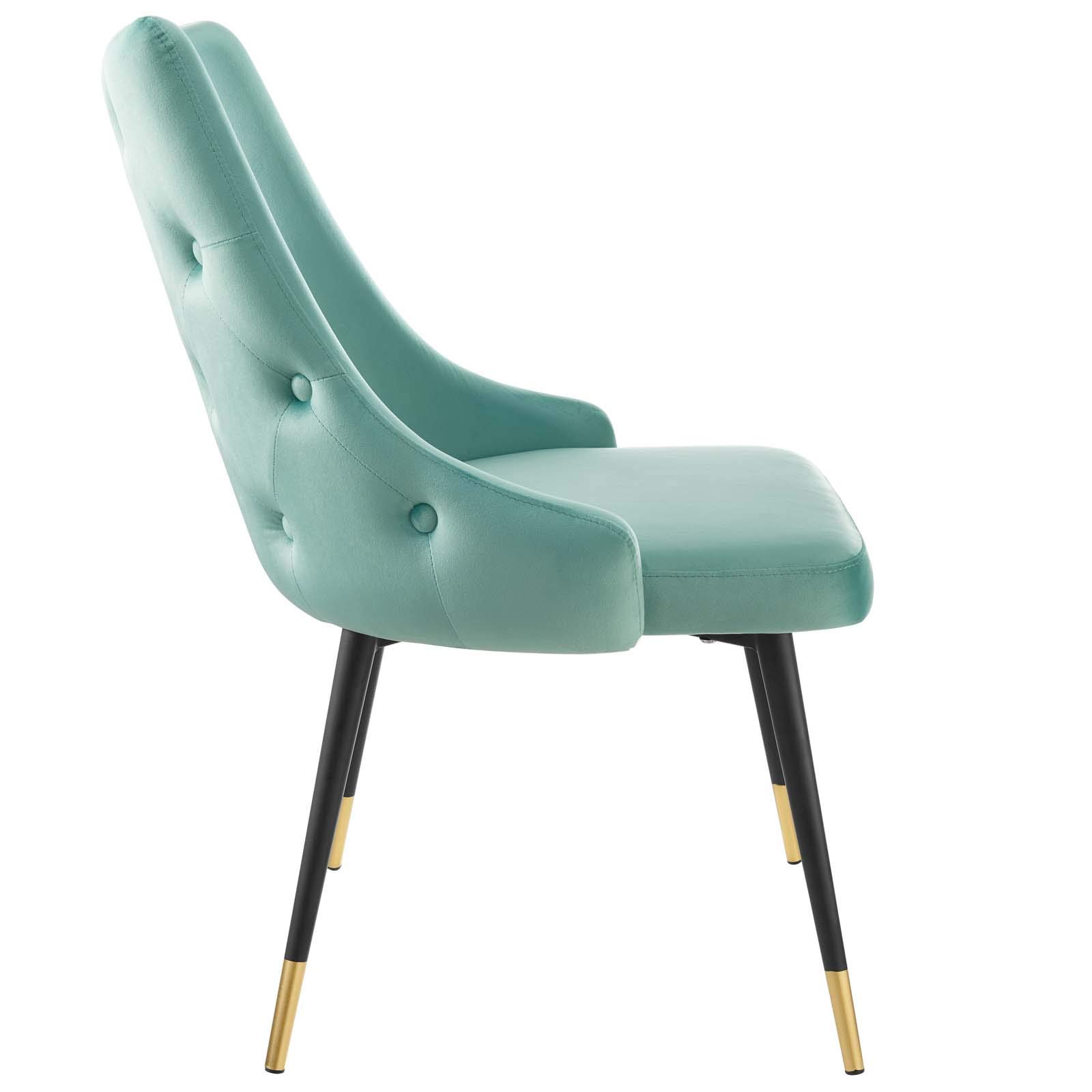 Modway Adorn Tufted Performance Velvet Dining Chairs - Set of 2 Mint Green Accent Side Chairs for Living Room, Bedroom & Dining Area