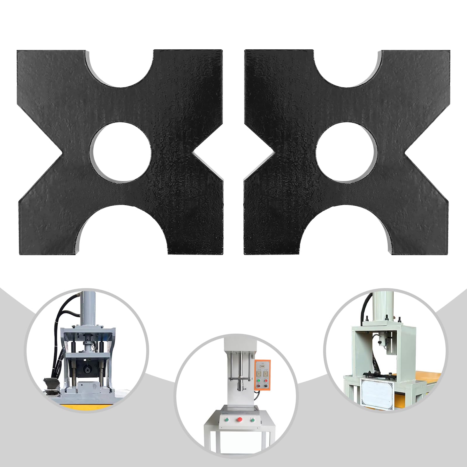 20Ton H-Frame Hydraulic Shop Press Plate Set (1 Pair) - 4 Notch Design for 44092.45 lbs & 70547.92 lbs Presses - Heavy Duty Metal Press Plates for Automotive Repair, Metalworking, and Industrial Applications