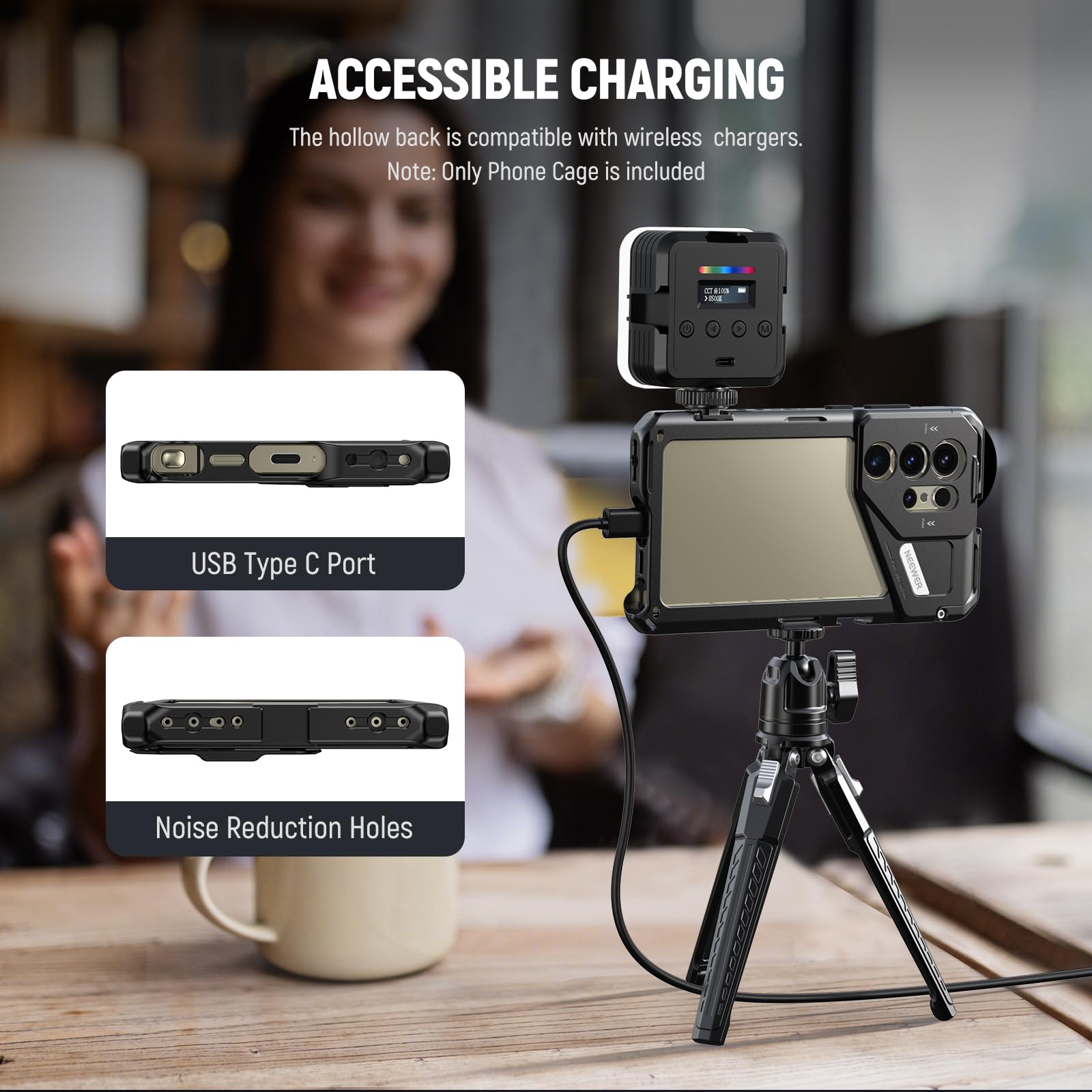 Neewer S24 Ultra Phone Cage with 67mm Filter Adapter - 17mm Lens Backplate & T Mount Adapter - Smartphone Video Rig Stabilizer for Samsung Moment T Series Lenses - Includes Cleaning Cloth - Perfect for Vlogging, Filmmaking & Mobile Photography (Model: PA042)
