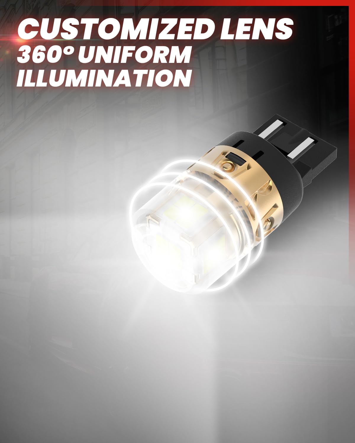 LASFIT L2 7440 7443 LED Bulbs Reverse Lights - 2024 Upgraded Super Bright T20 7441 7444 W21W LED Lamps with Projector Lens, 6000K White (2pcs) - Perfect for Backup, Tail, Brake, Parking & DRL Lights - Enhance Visibility & Safety for Cars, Trucks, SUVs & Vans