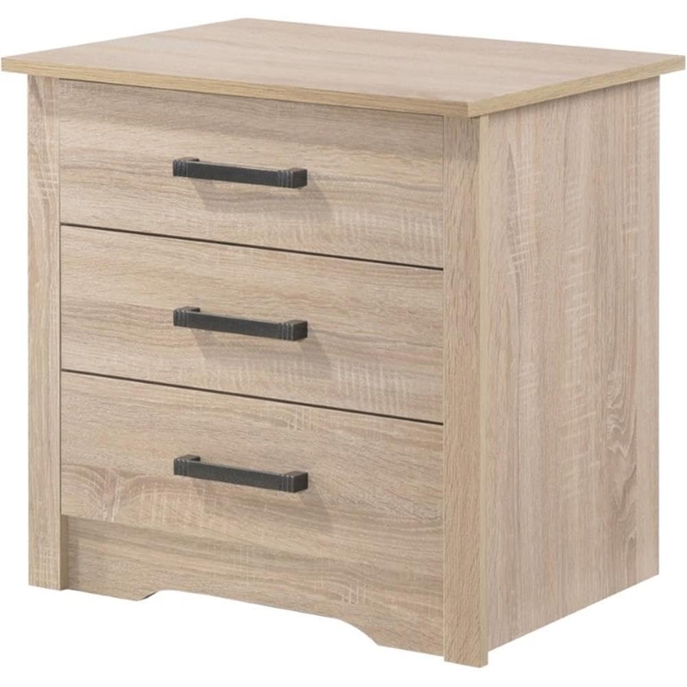 Glory Furniture Hudson 3-Drawer RTA Nightstand in Sandalwood Finish - Modern Bedside Table for Bedroom, Living Room & Guest Room Storage