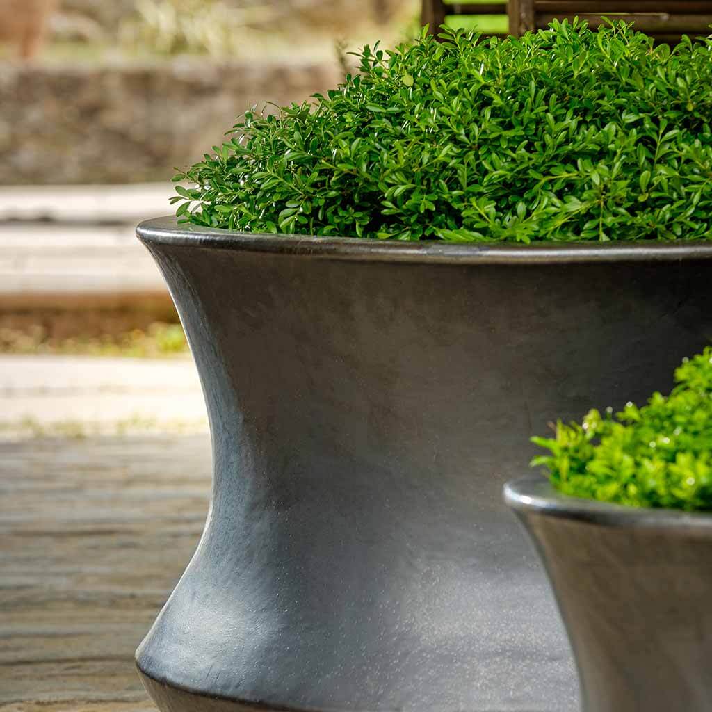 Campania International Jura Planter Set of 2 - Modern Graphite Outdoor Flower Pots for Patio, Garden & Home Decor | Perfect for Succulents, Herbs & Small Plants