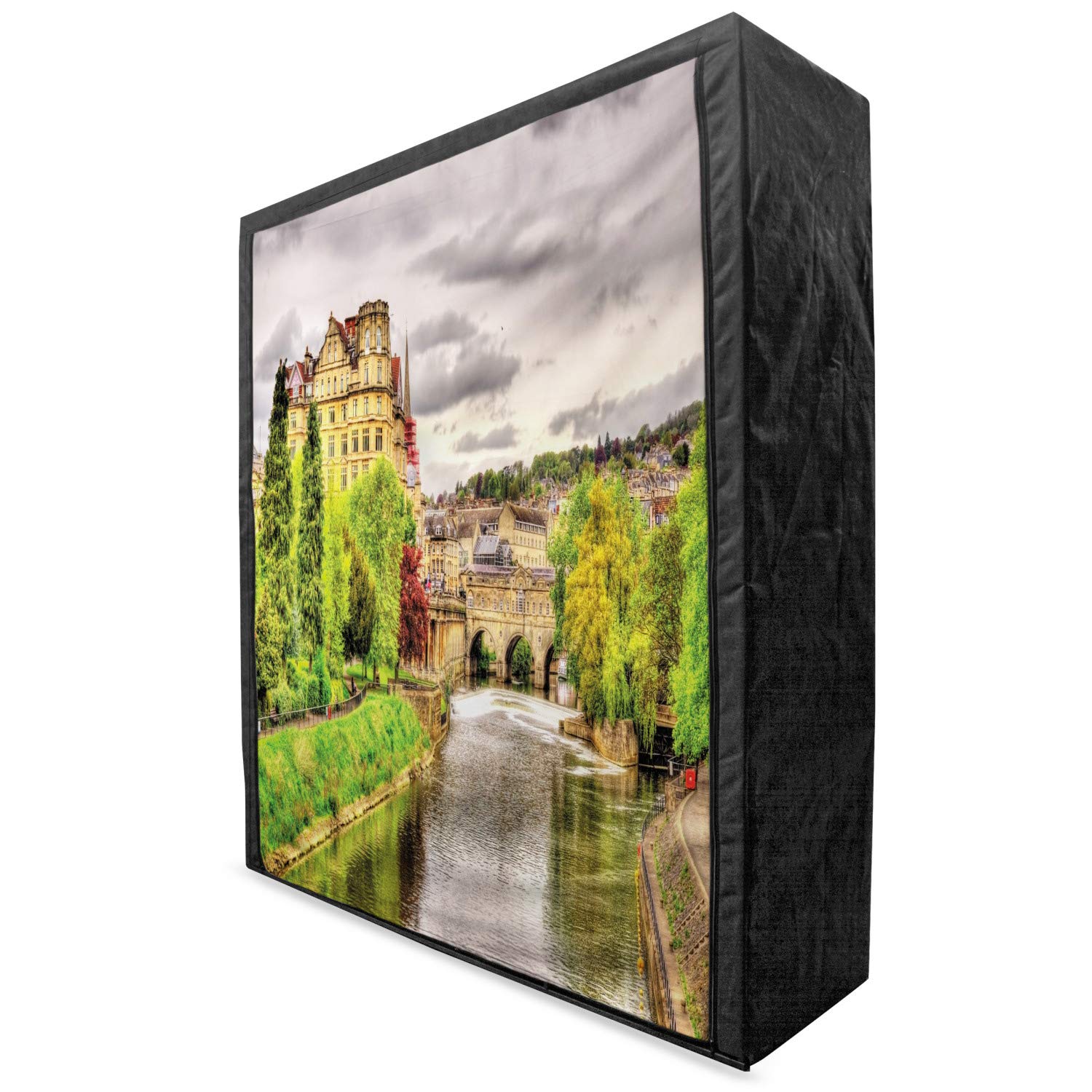 Ambesonne Portable Fabric Wardrobe with Nature-Themed Digital Print - England's Bath Town Over River Avon Landscape - 59