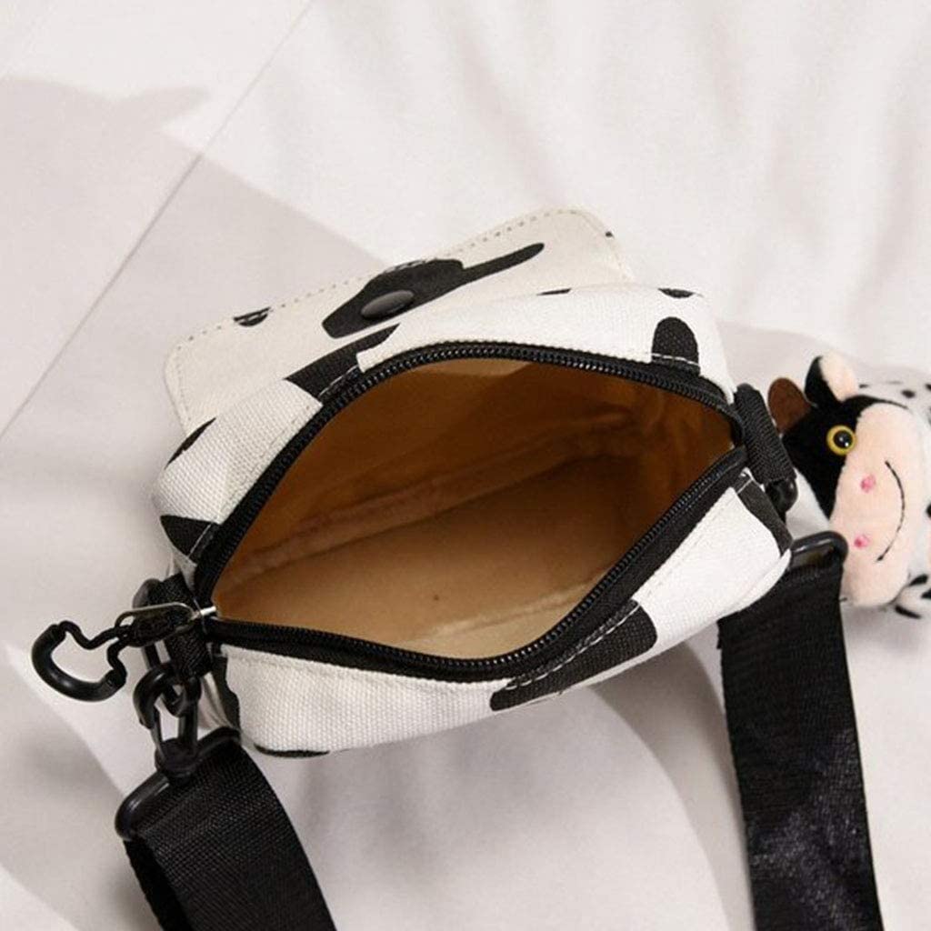 Women's Crossbody Bag - Stylish Harajuku Cow Print Canvas Shoulder Messenger Purse for Daily Use, Travel & Shopping