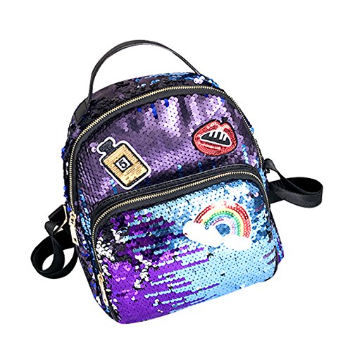 Aibearty Small Sequin Leather Backpack for Women - Stylish Casual Daypack for Work, School & Travel | Durable Vegan Leather Purse with Sparkly Rhinestones