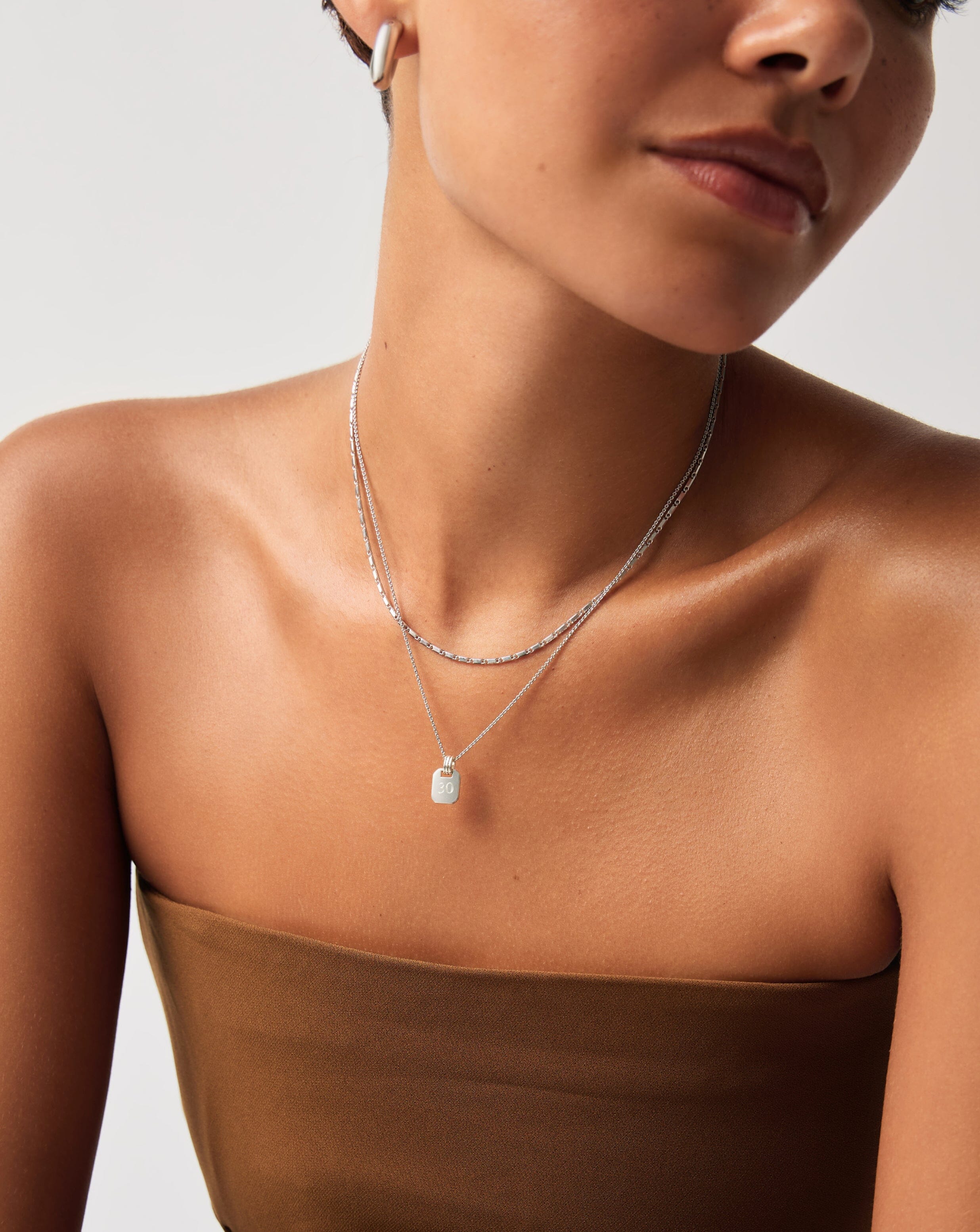 Personalized Engravable Small Tag Pendant Necklace - Sterling Silver 925 Jewelry for Women | Gift for Mom, Wife, Daughter | Birthday, Anniversary, Valentine's Day Present