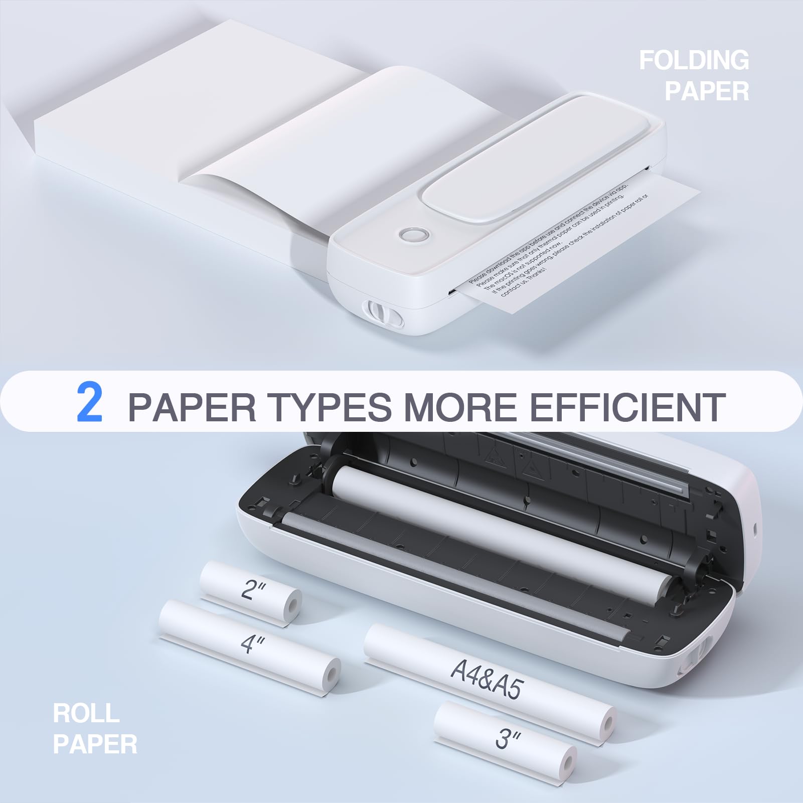 Bisofice Wireless Portable Thermal Printer - Inkless Mobile & PC Printer for Travel, Home & Office - Compatible with 8.5