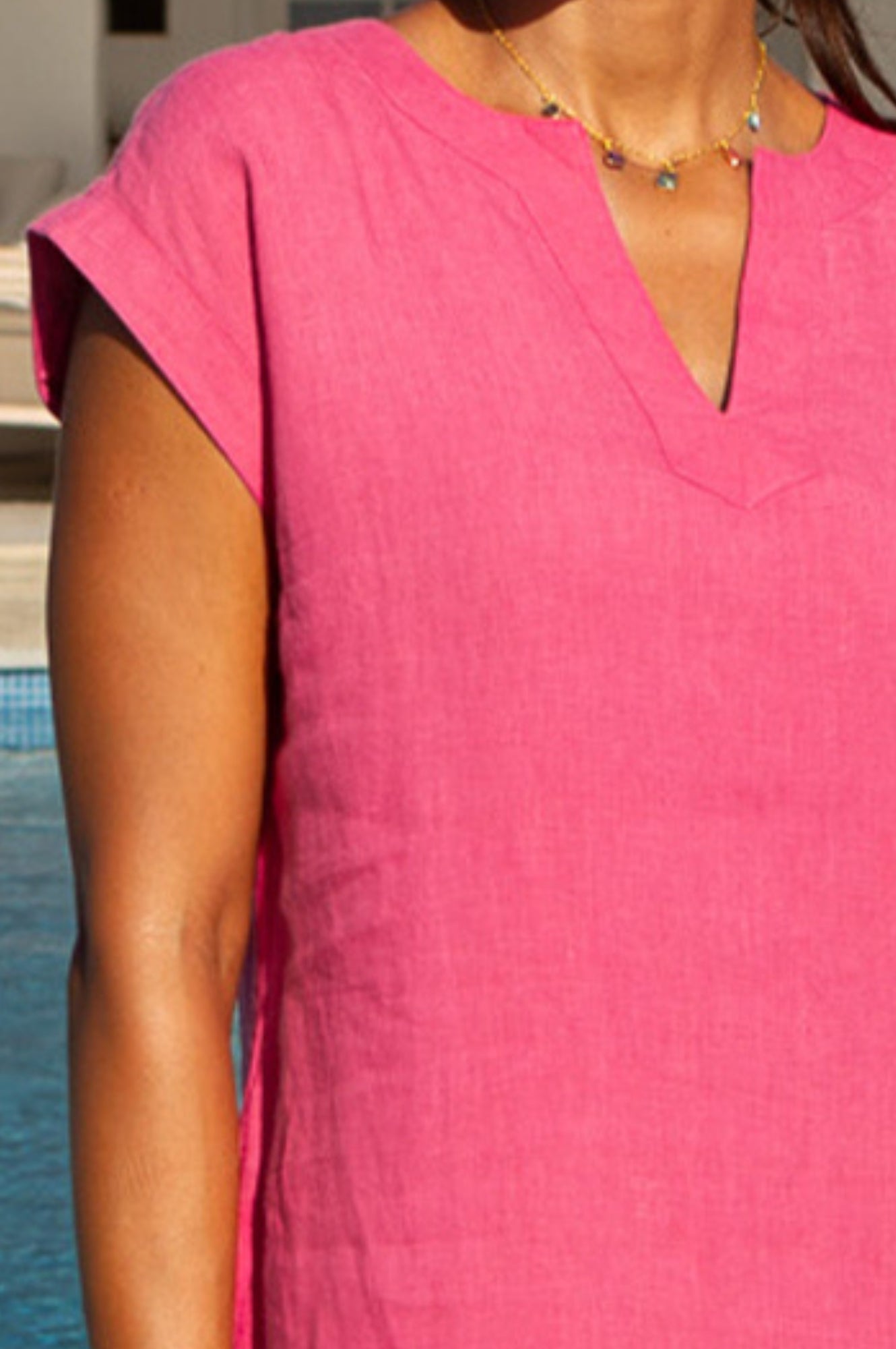 Dori Linen Dress for Women - Strawberry Pink Summer Dress | Breathable & Comfortable Casual Wear for Beach, Vacation, and Everyday Outings