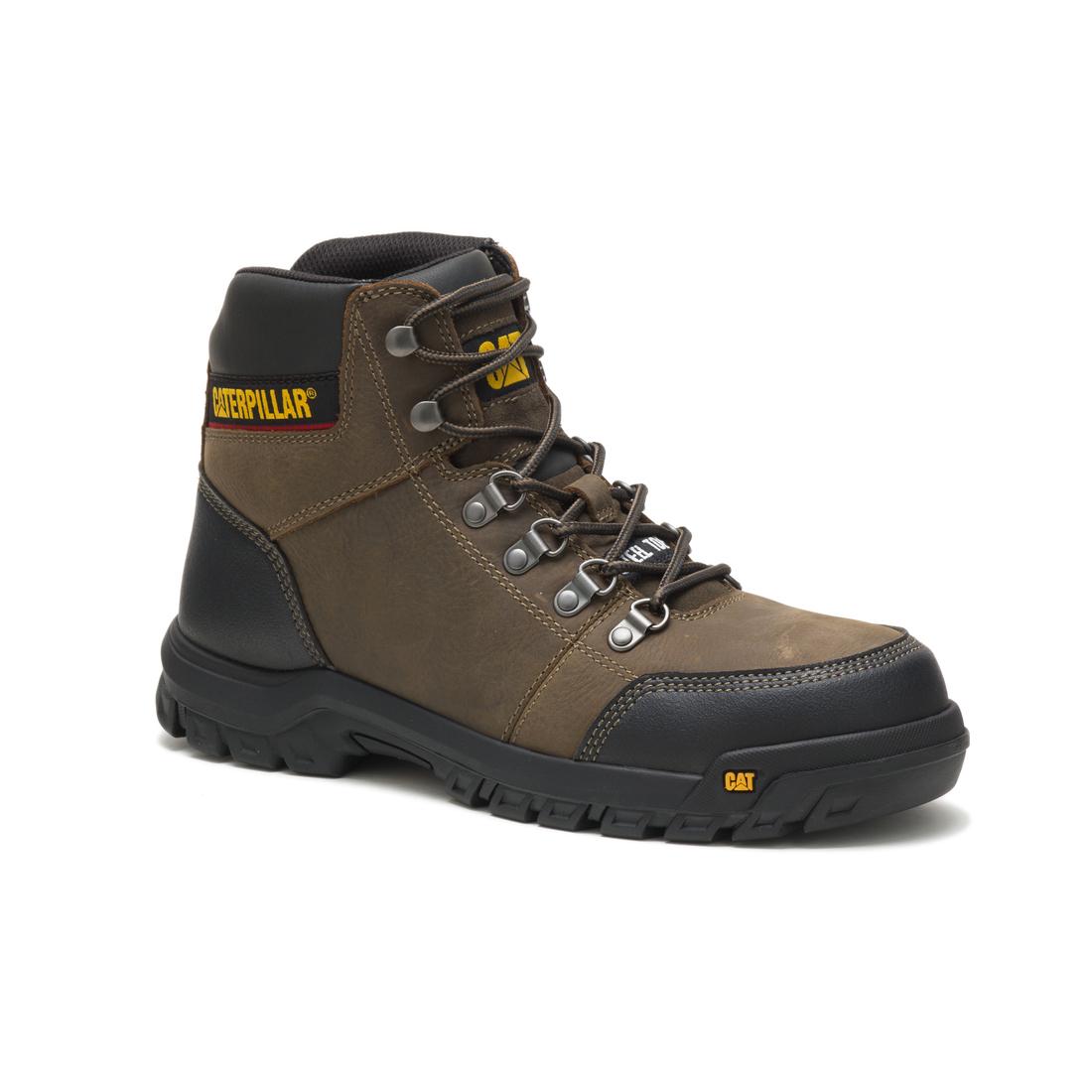 Men's Steel Toe Work Boots - Brown & Black Safety Shoes for Construction & Industrial Work - OSHA Compliant Work Boots for Heavy Duty Jobs