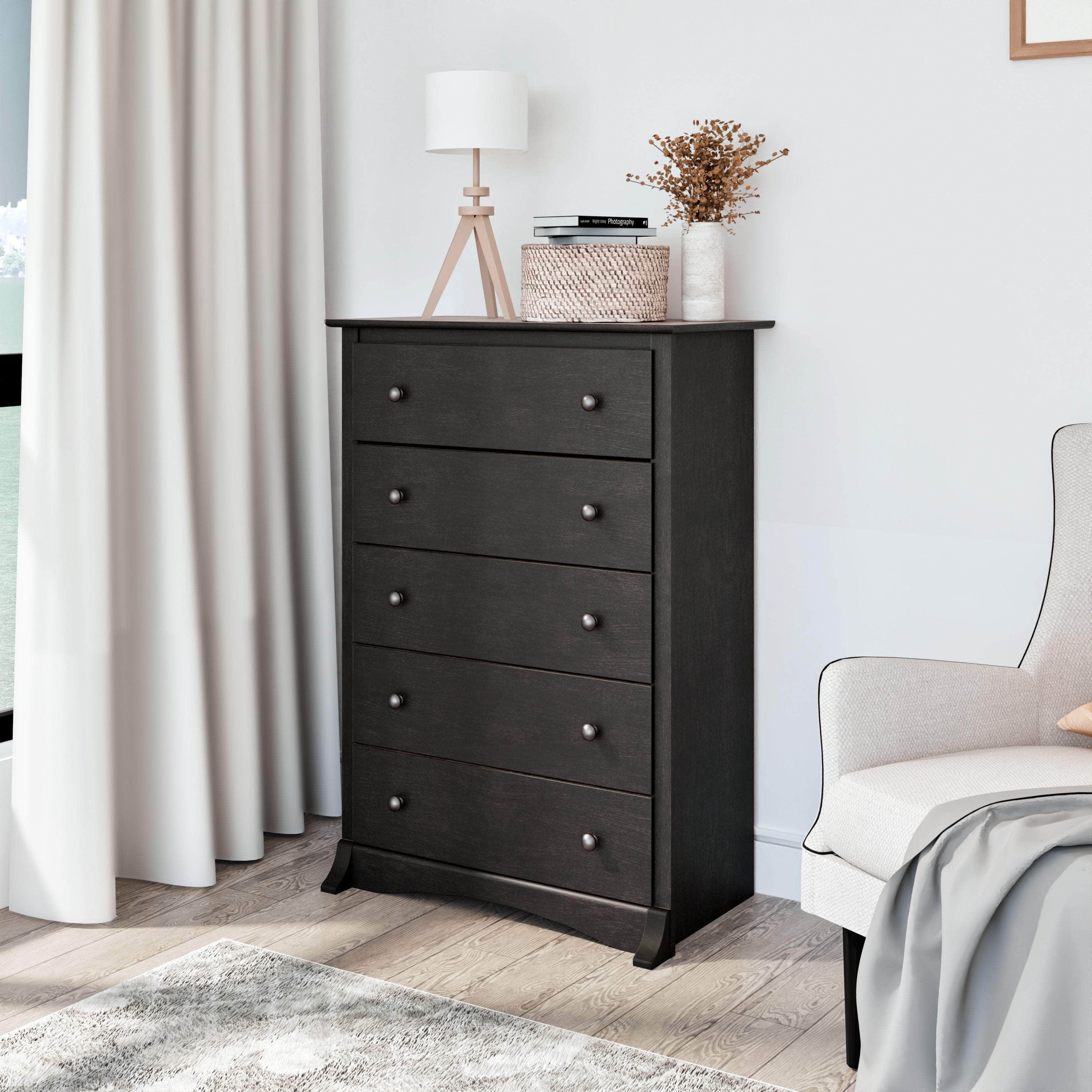 Sonoma 5-Drawer Dresser Chest - White, Black, Gray, Blue & Beige | Bedroom Storage Organizer for Clothes & Accessories