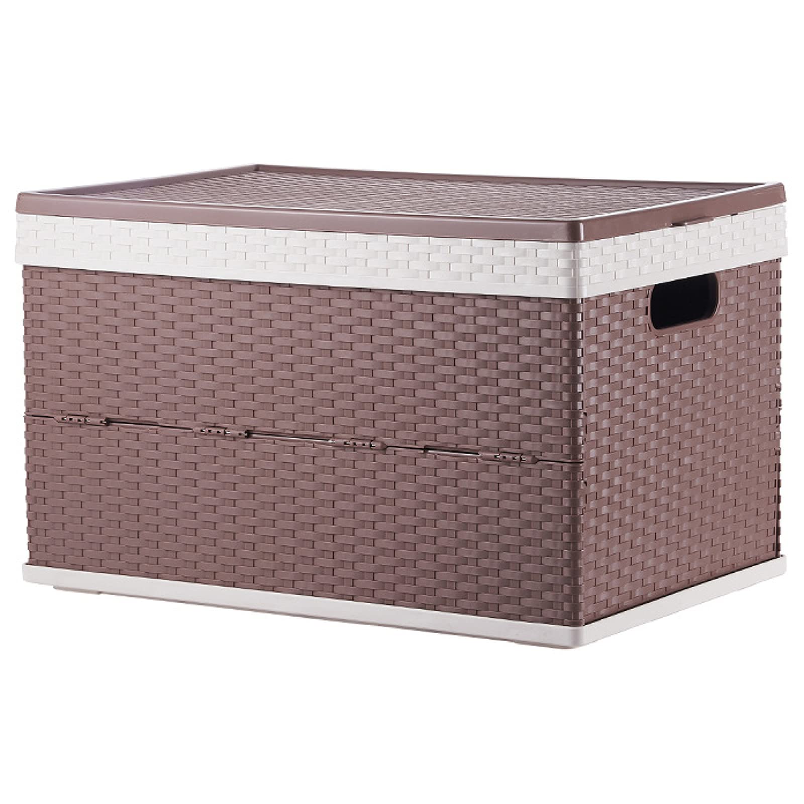 Foldable Stackable Plastic Storage Box Organizer - Collapsible Bin Container for Home, Office, Kitchen & Car (Brown, 56x34.5x36.5cm) - Perfect for Organizing Toys, Clothes, Books & Household Items