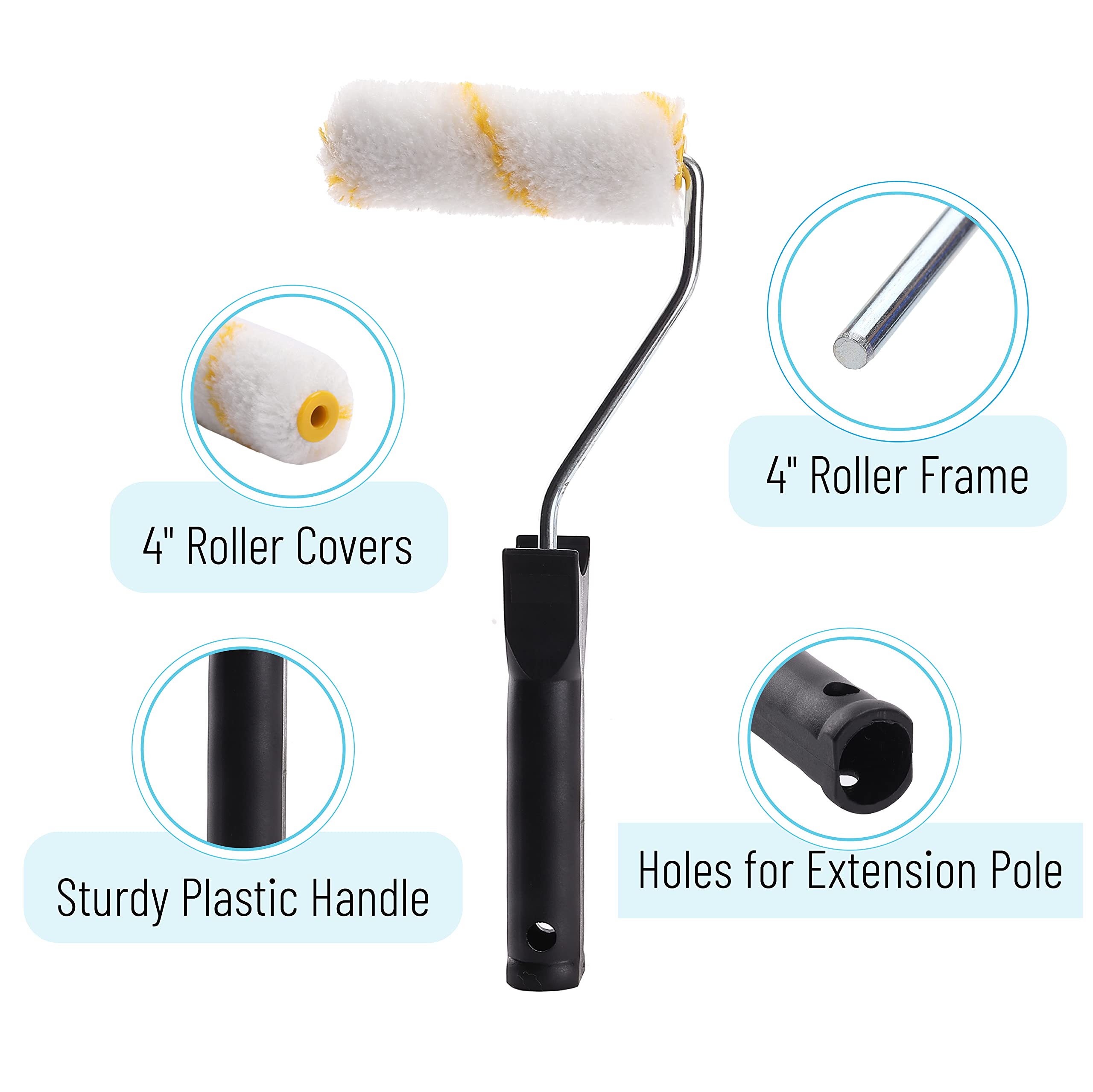 Bates Paint Tray Set with 4 Inch Foam Roller - Mini Paint Roller Brush, Tray & Covers - Complete House Painting Supplies Kit for Small Projects & Touch-Ups