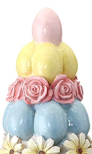 14 Inch Easter Egg Topiary Tree on Pedestal - Sparkling Decorative Centerpiece for Spring, Easter, Home & Party Decor in Pink, Green, White, Blue, Yellow, Gold