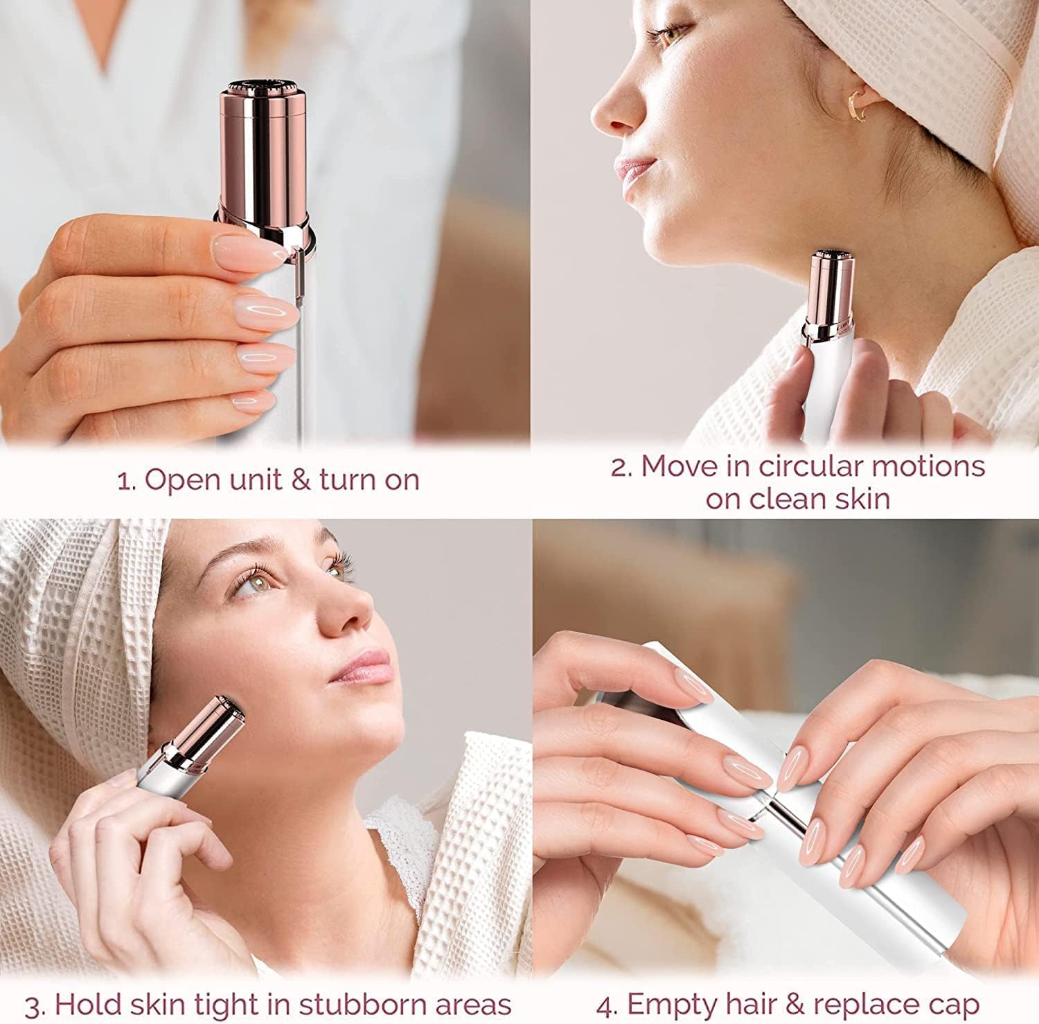 USB Rechargeable Facial Hair Epilator for Women - Painless Hair Remover for Face, Chin, Cheeks & Eyebrows - Portable Lipstick-Shaped Design - Perfect for Travel, Home Use & Quick Touch-Ups