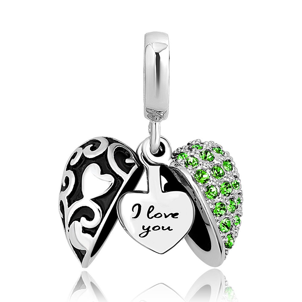 Lovely Jewelry I Love You Heart Charms - Dangle Beads for Bracelets, Gifts for Girlfriend, Wife, Valentine's Day - Perfect for Anniversary, Birthday & Romantic Occasions