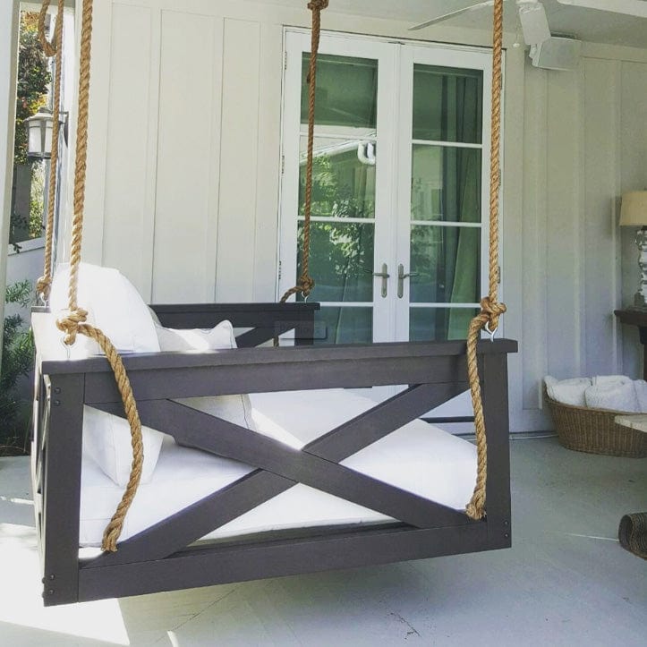 Premium Cedar Wood Lowcountry Swing Bed - Full Size Outdoor Daybed with A-Grade Cedar for Patio, Garden, or Porch Relaxation | Cooper River Style Hanging Swing Bed for Backyard Lounging