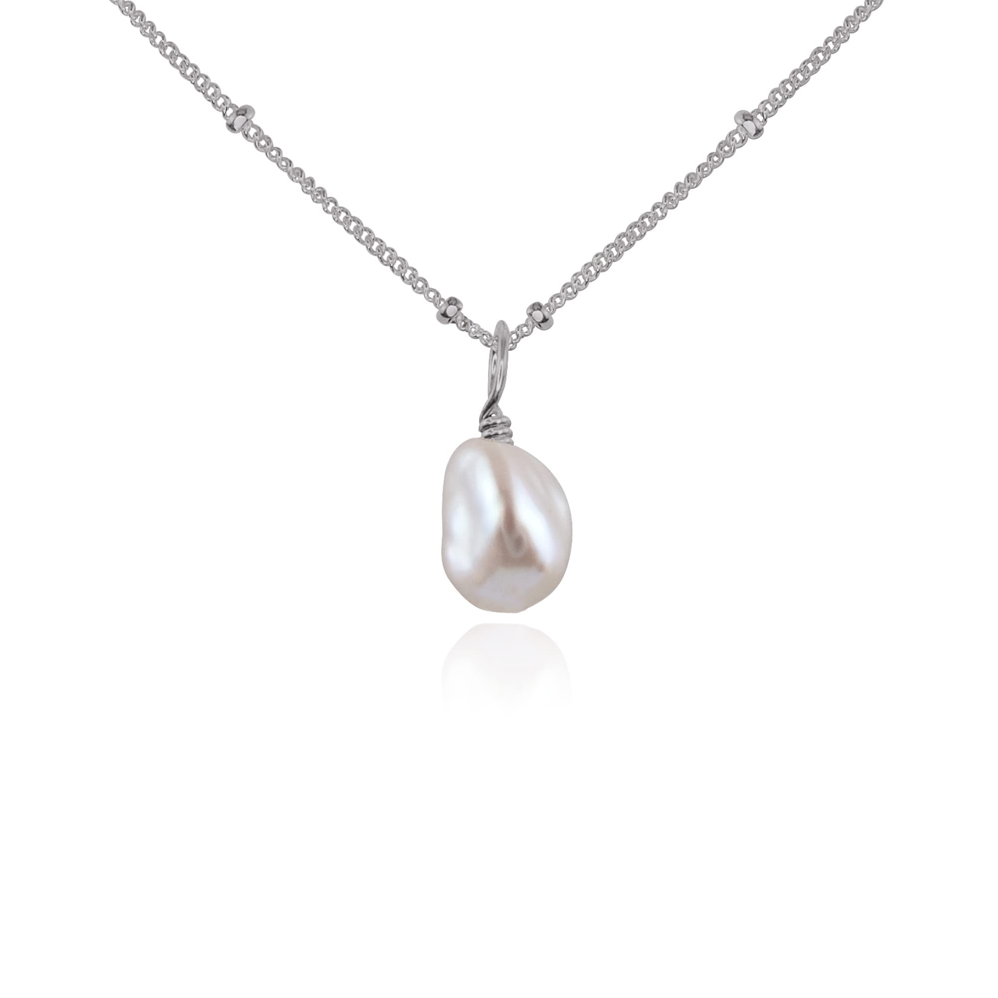 Stainless Steel Freshwater Pearl & Raw Crystal Pendant Necklace - Elegant Jewelry for Women, Gift for Her, Perfect for Weddings & Special Occasions