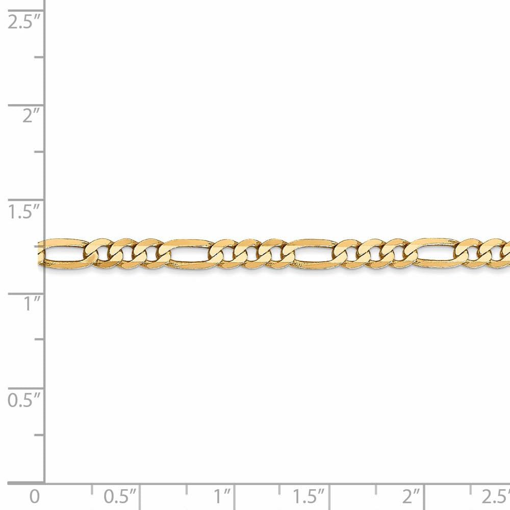 The Black Bow 4mm 14k Yellow Gold Solid Flat Figaro Chain Necklace for Women, Men, Everyday Wear, Gifts, and Special Occasions