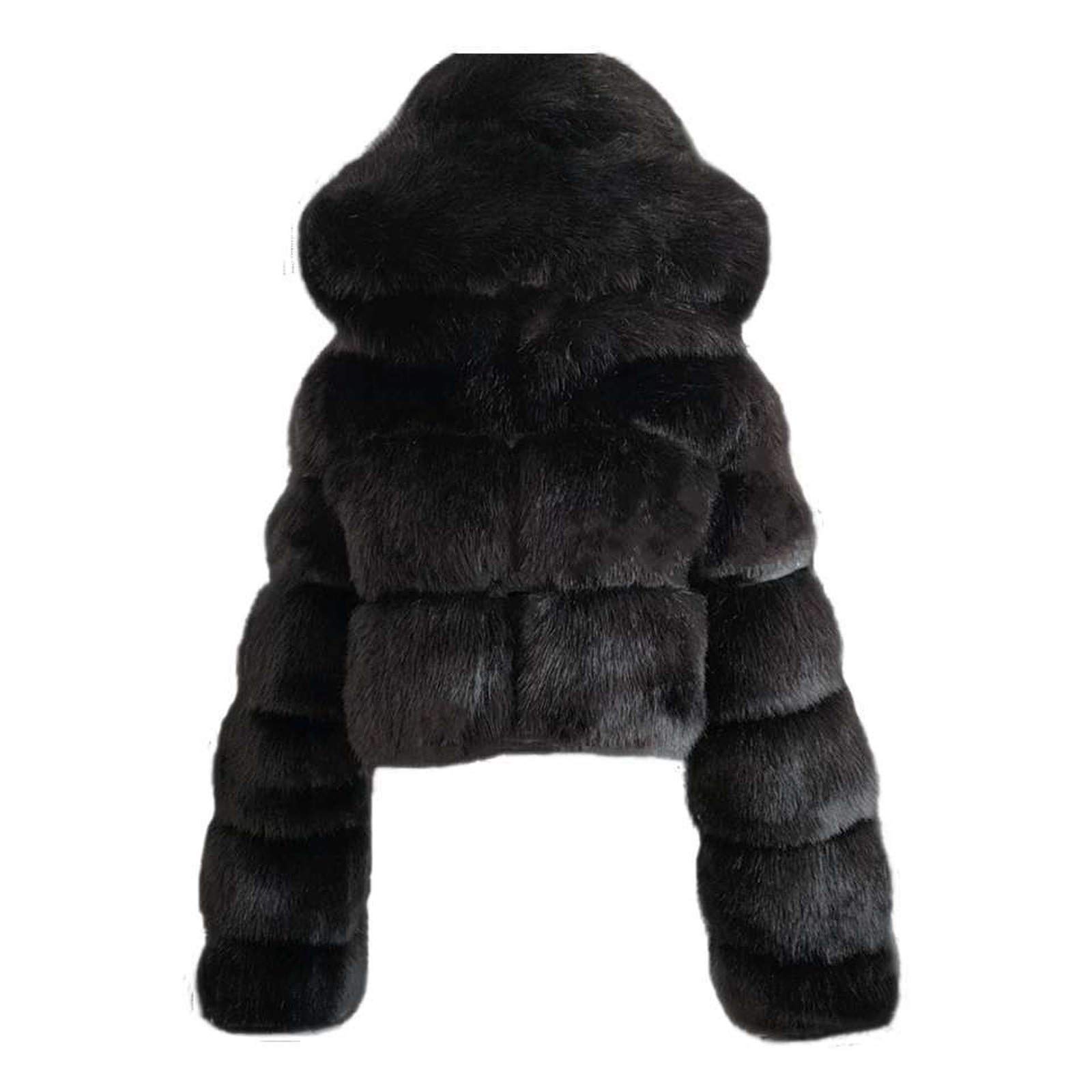 Women's Fleece Coat - Long Sleeve Warm Winter Jacket with Faux Fur Hood & Stylish Splicing Design, Tan Outerwear for Cold Weather | Perfect for Outdoor Activities, Daily Commute & Casual Wear