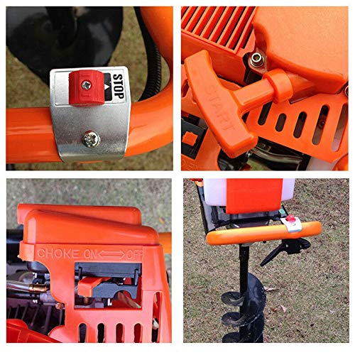 52CC Heavy Duty Gas Powered Post Hole Digger - Earth Auger with 3 Drill Bits (4