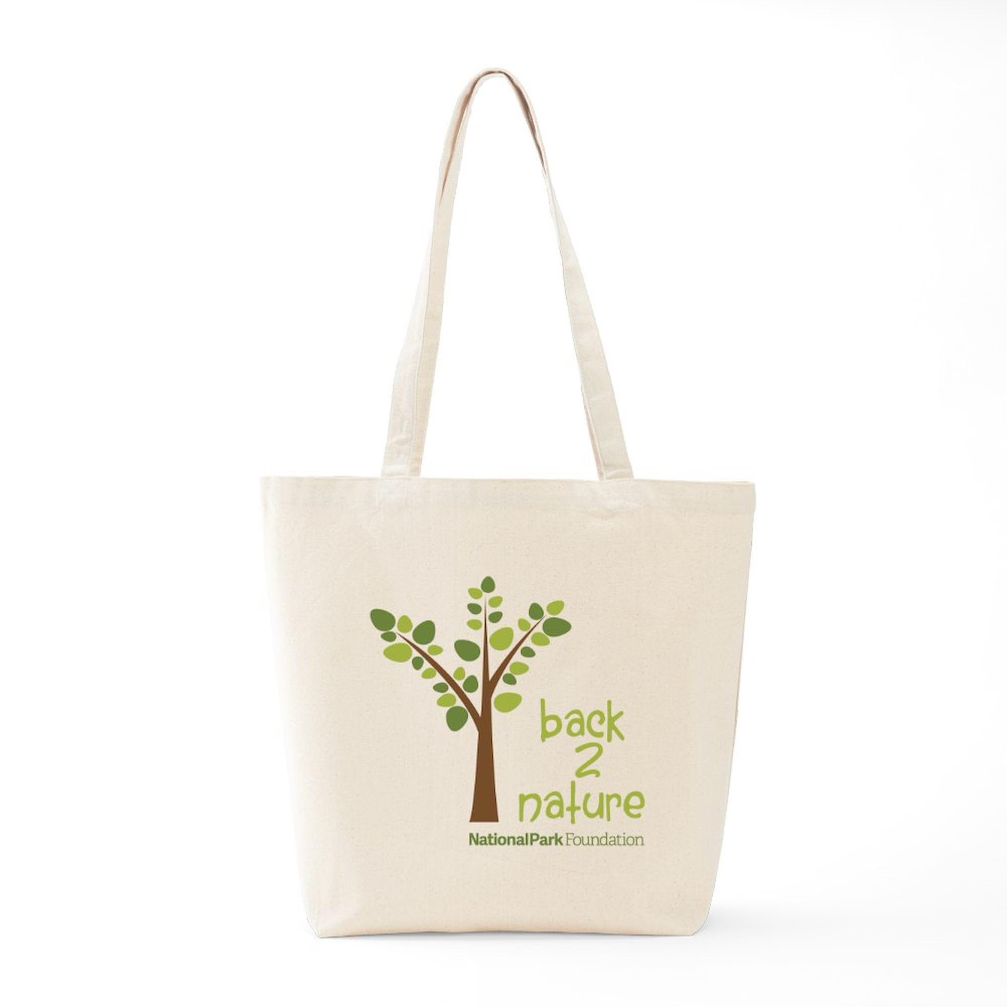 Eco-Friendly Back 2 Nature Canvas Tote Bag - Reusable Grocery Shopping Bag & Beach Tote for Women - Perfect for Farmers Market, Groceries & Outdoor Activities