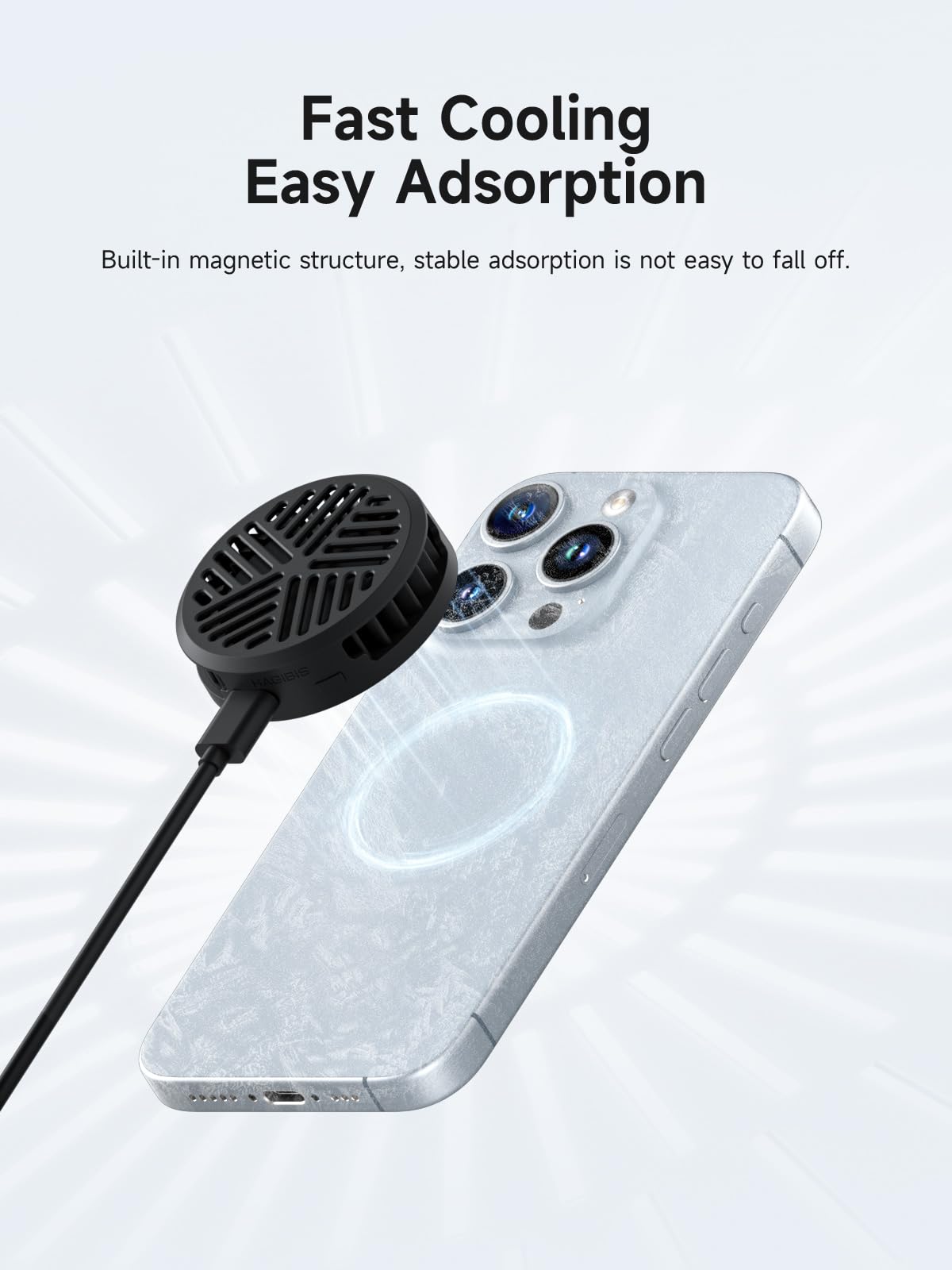 Ultra-Thin Magnetic Phone Cooler with Fan - Portable & Lightweight Cooling Radiator for iPhone 16/15 Pro Max, MagSafe, iPad Pro, Android & Tablets - Perfect for Gaming, Streaming & Overheating Protection (Black)