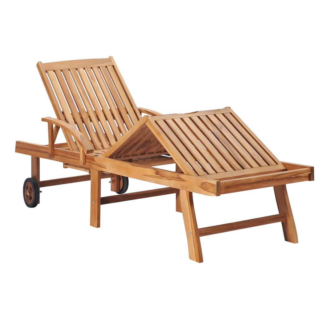 vidaXL Solid Acacia Wood Sun Lounger with Gray Cushion - Outdoor Chaise Lounge, Wooden Sunbed, Daybed for Patio, Poolside & Garden Relaxation