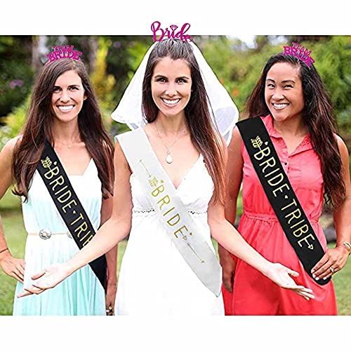 Team Bride Hairbands - 3 Pack Rose Gold & Rose Red Metal Headbands for Bachelorette Party, Wedding, Bridal Shower | Perfect for Photo Props, Decorations & Bridal Party Accessories